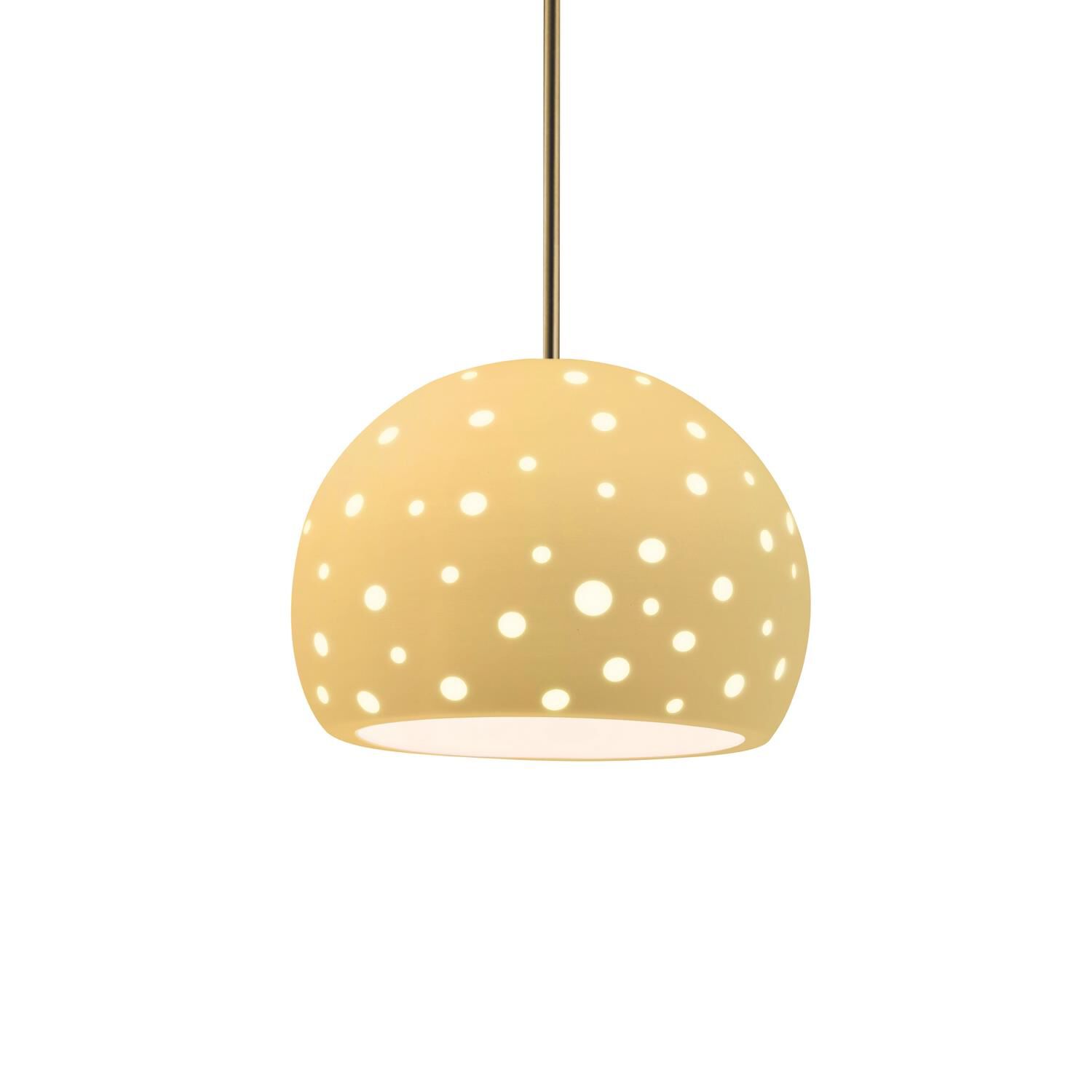Shown in Antique Brass finish and Muted Yellow shade