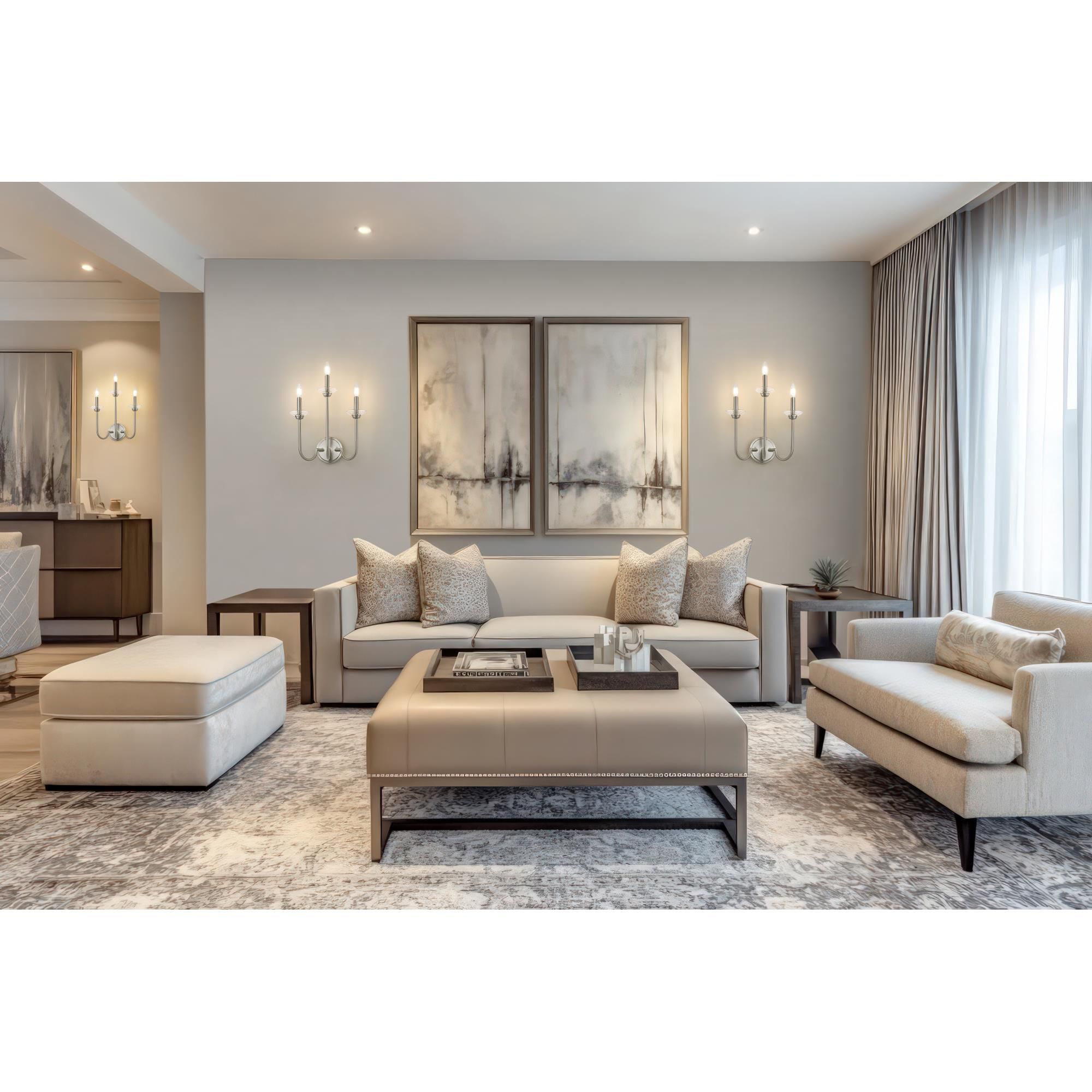 Shown in Brushed Nickel finish and Clear Ribbed glass and Clear Ribbed shade