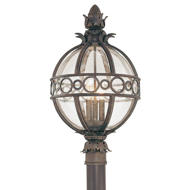 Shown in Campanile Bronze finish and Clear glass and Seedy Glass shade
