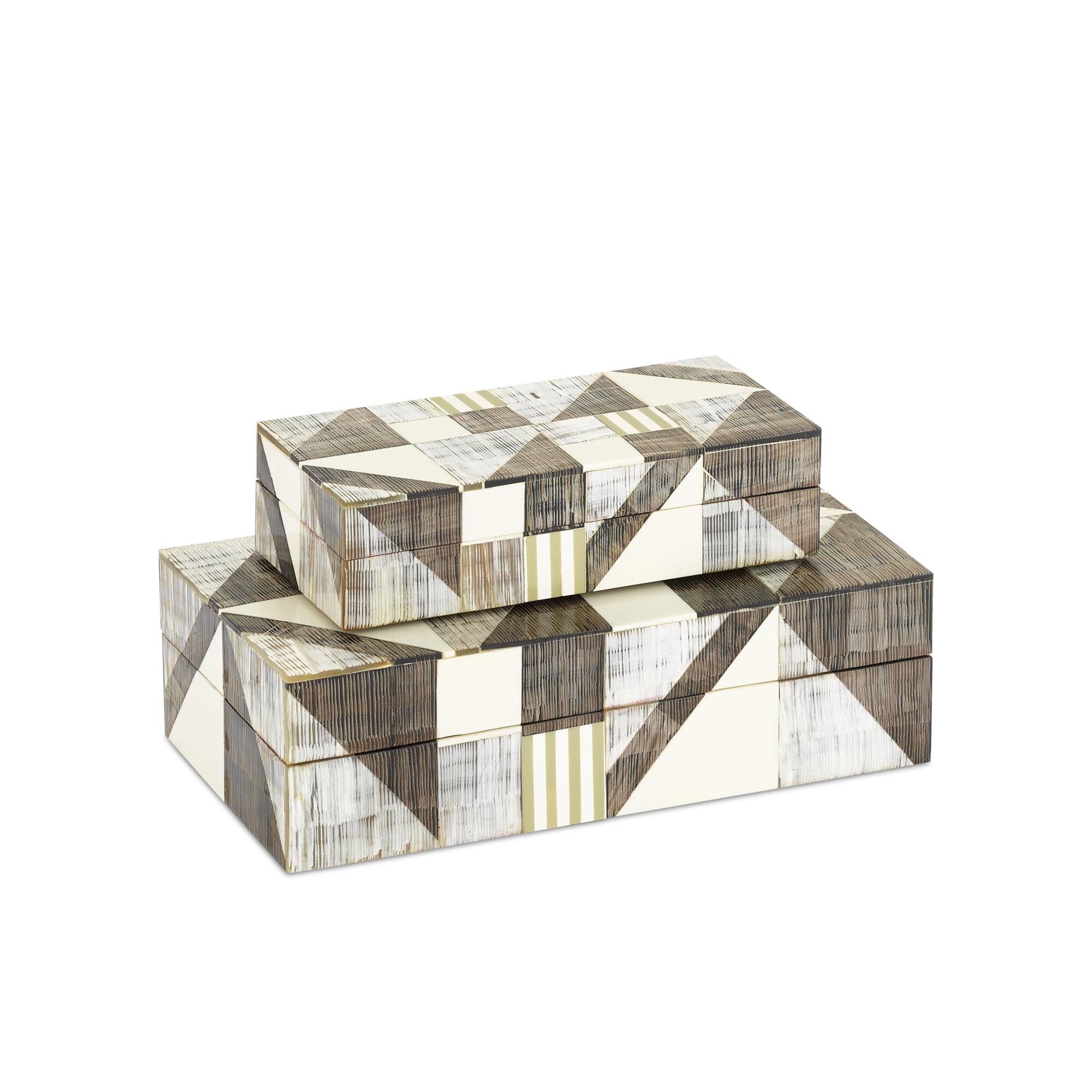 Modernist Bone and Horn Boxes Set of 2 Accent Box by Currey and Company