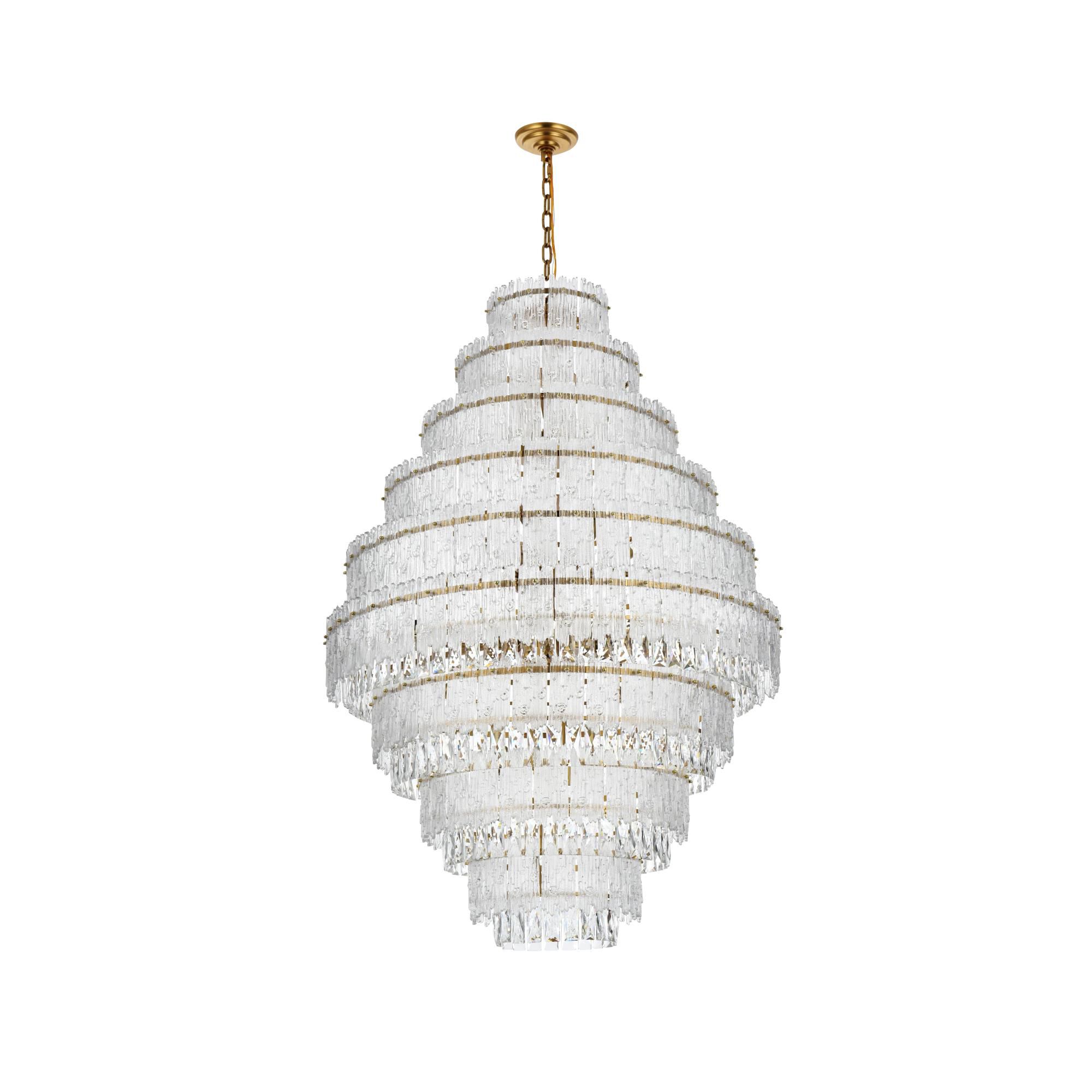 Shown in Satin Gold finish and Rc crystal and Clear glass