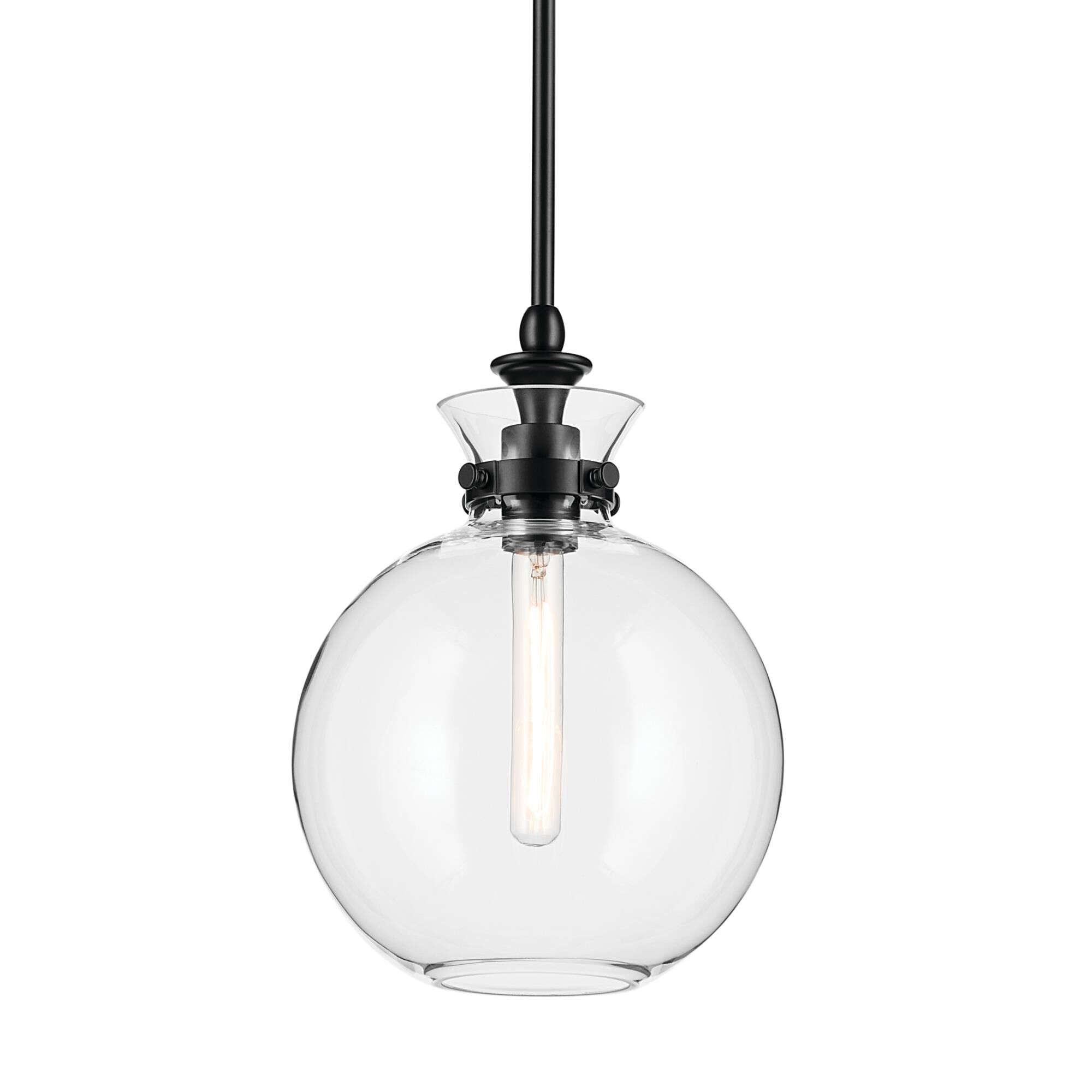 Shown in Black finish and Clear glass