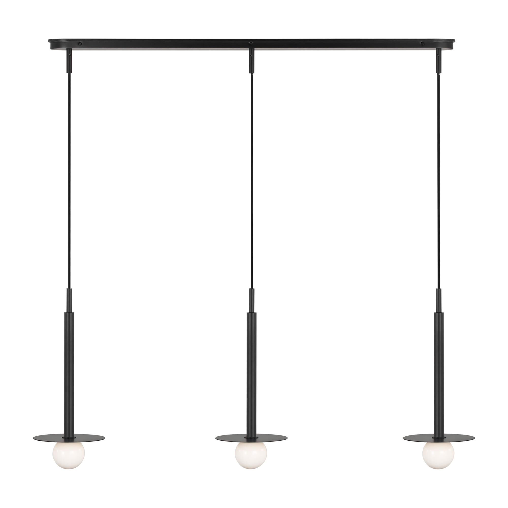 Shown in Midnight Black finish and Milk glass