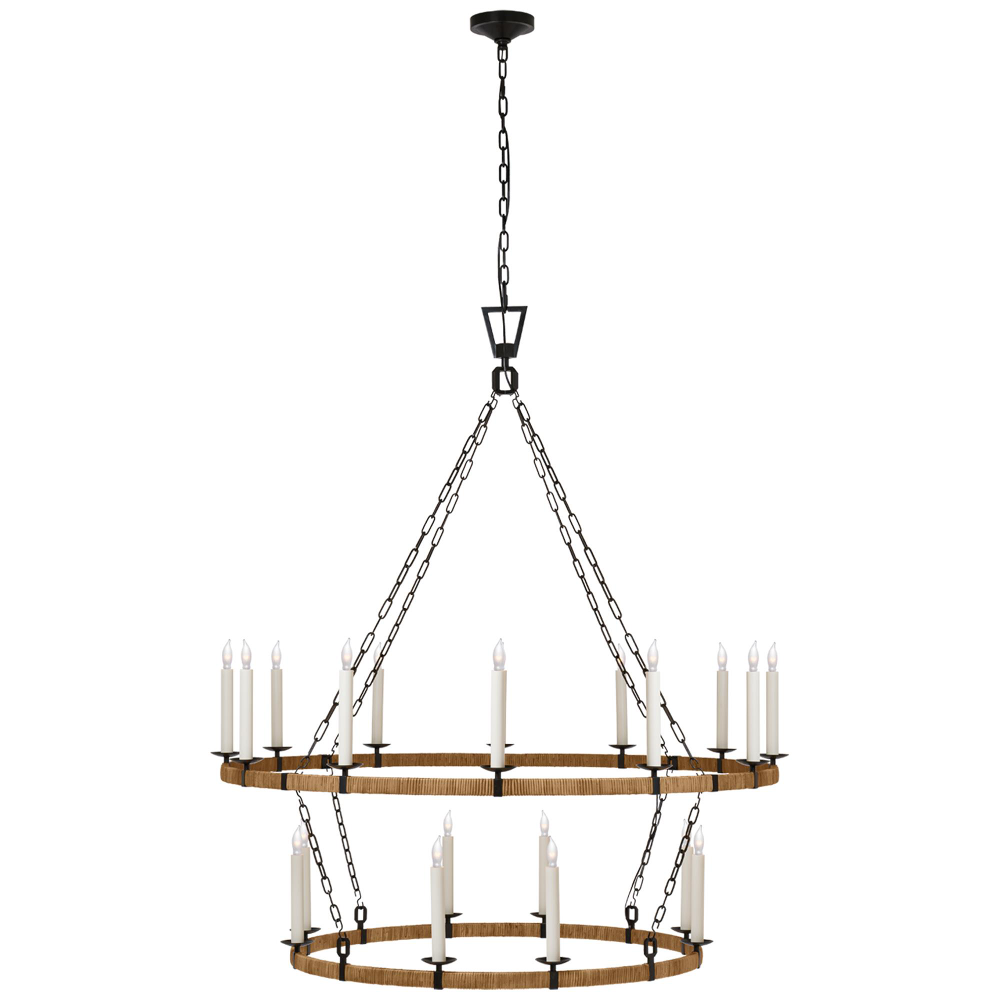 Shown in Aged Iron and Natural Rattan finish