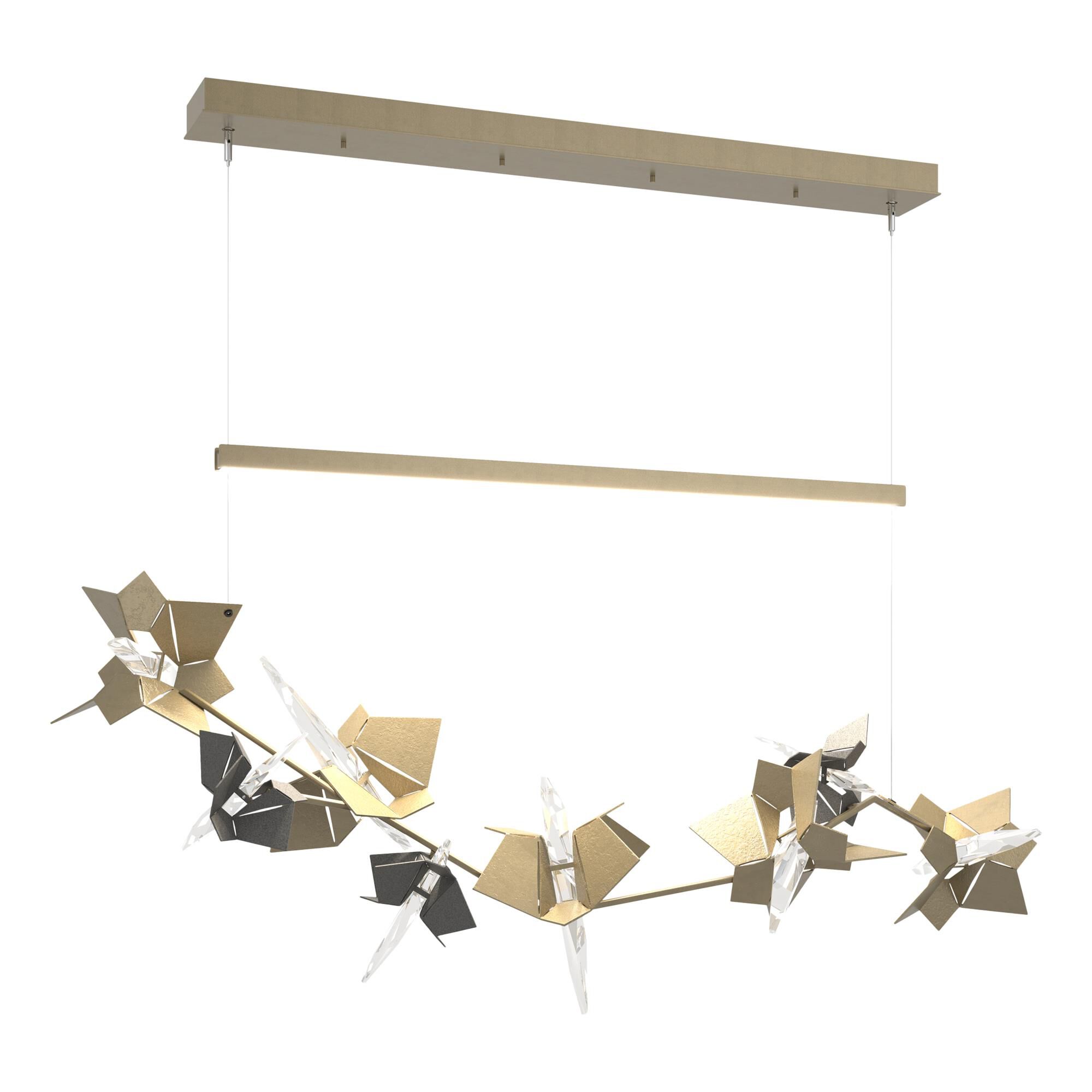 Shown in Soft Gold finish and Swarovski crystal and Soft Gold glass and Natural Iron accent