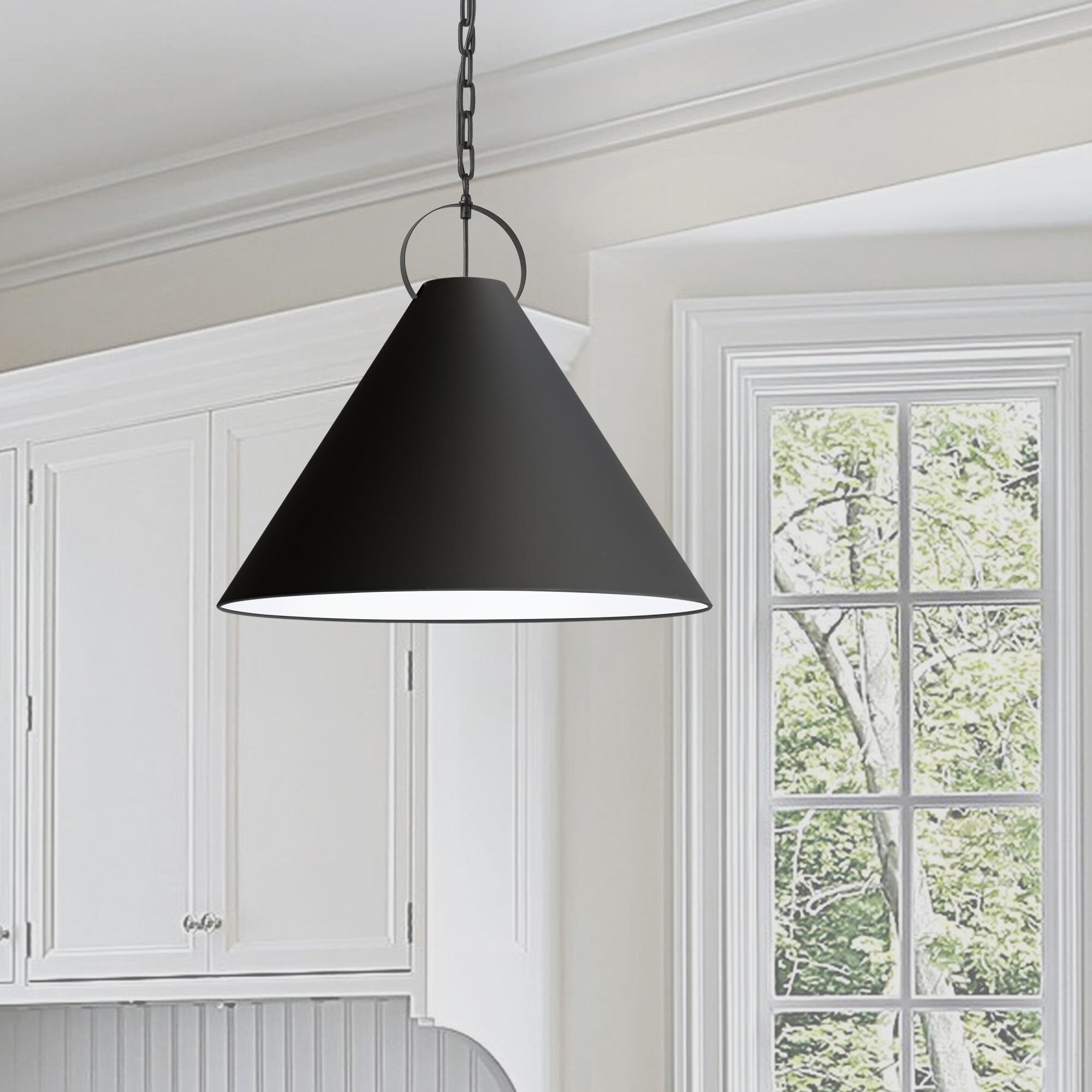 Shown in Black finish and Black Fabric Tapered Drum shade
