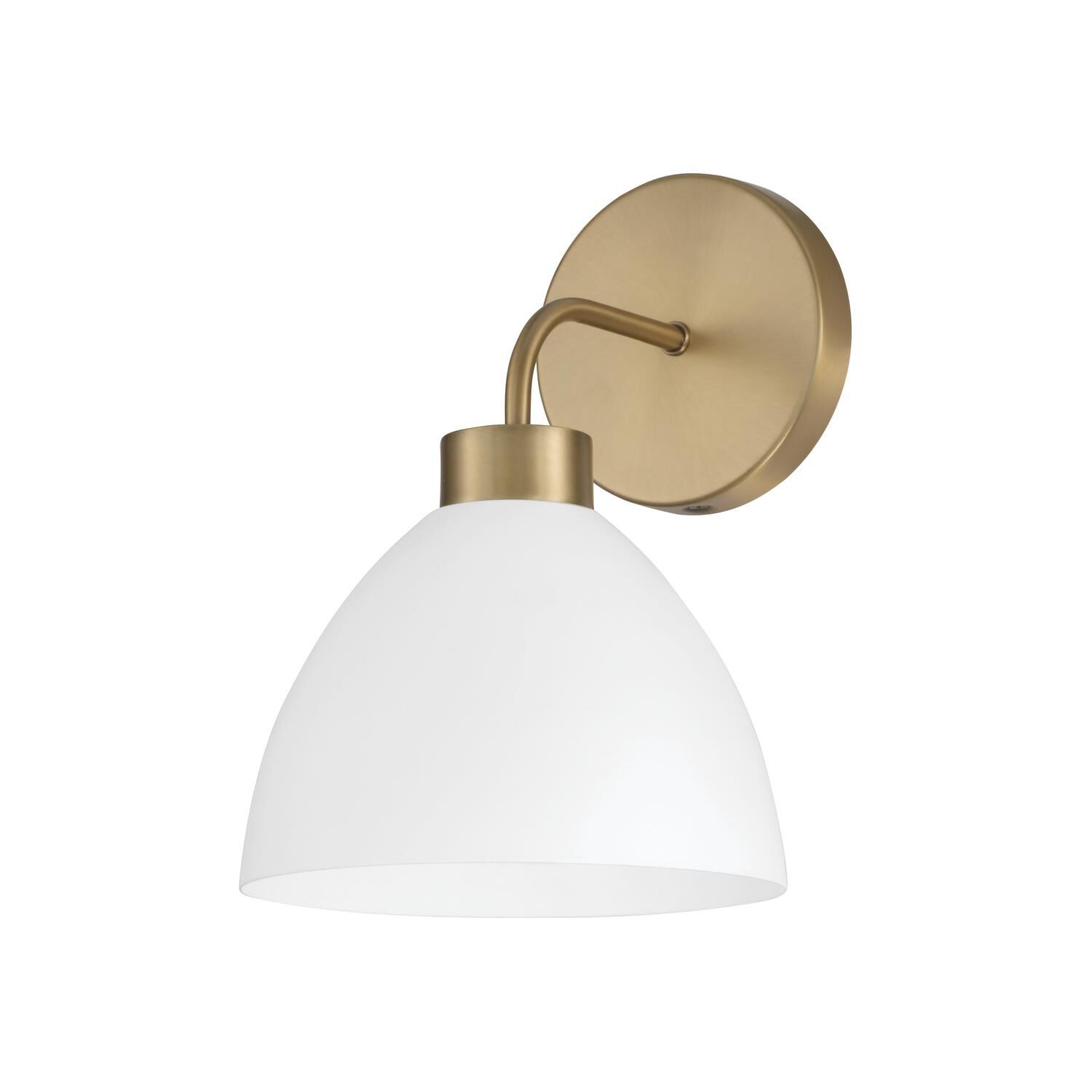 Shown in Aged Brass And White finish and Matte White Metal shade