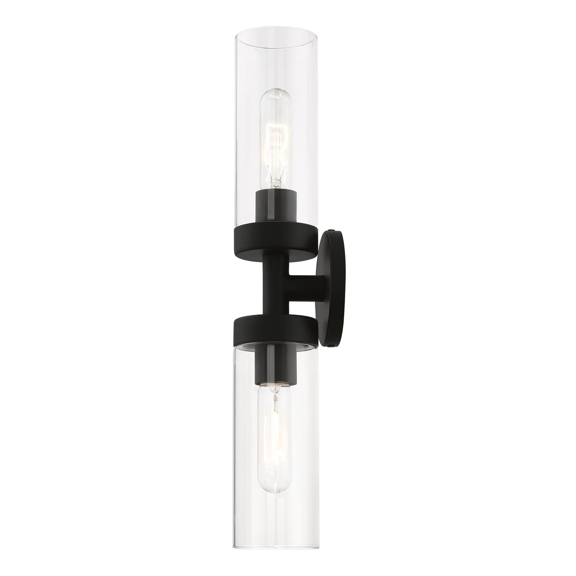 Shown in Black finish and Clear glass