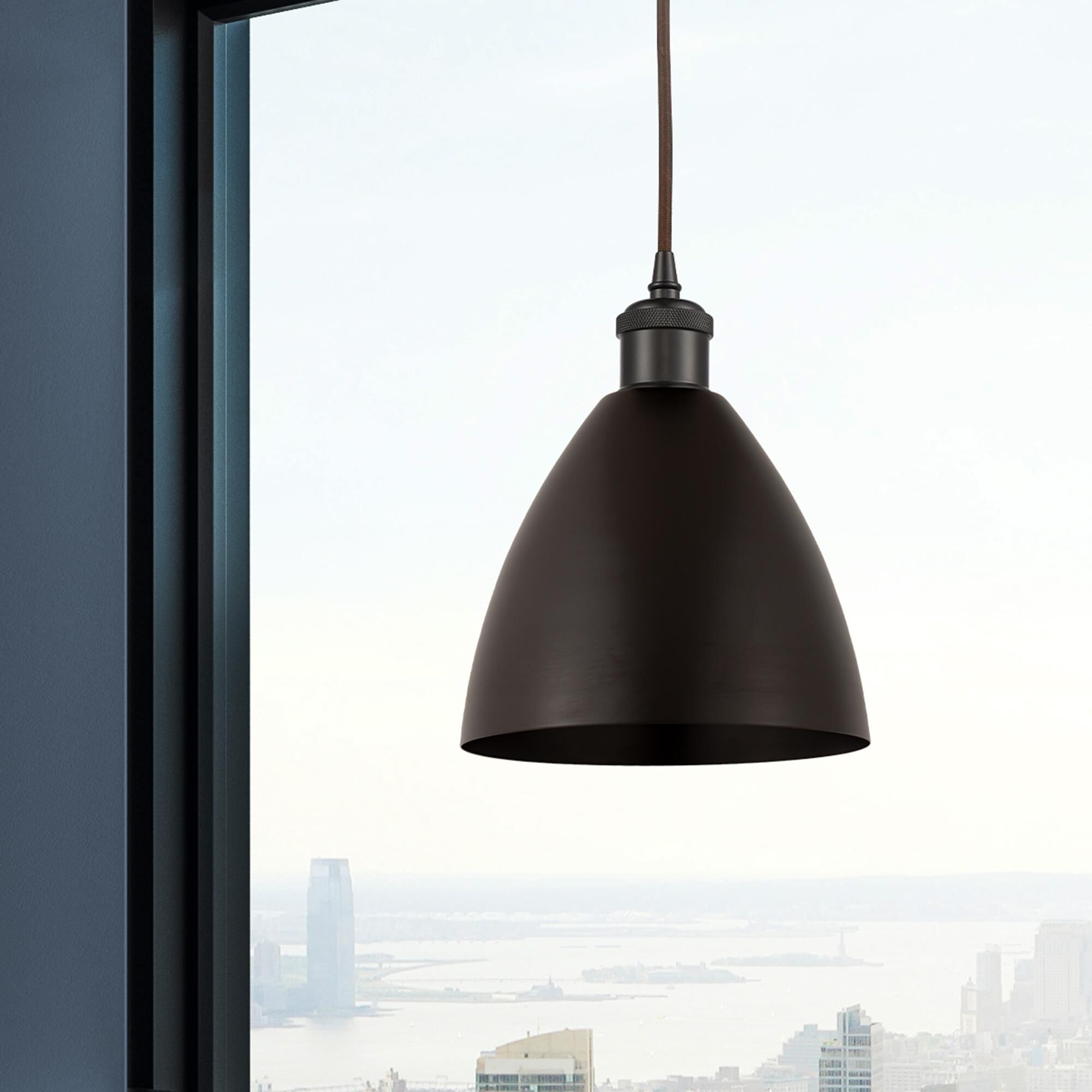 Shown in Oil Rubbed Bronze finish and Oil Rubbed Bronze Ballston Dome shade
