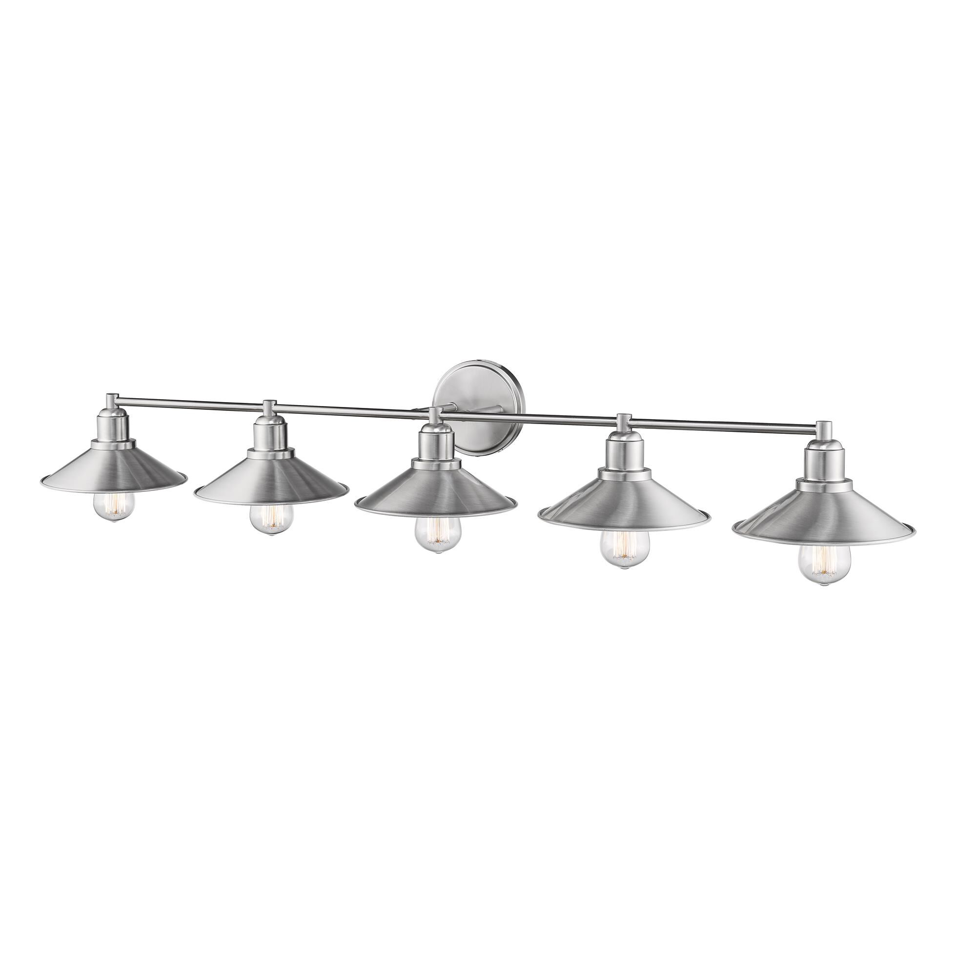 Shown in Brushed Nickel finish and Steel glass and Steel shade