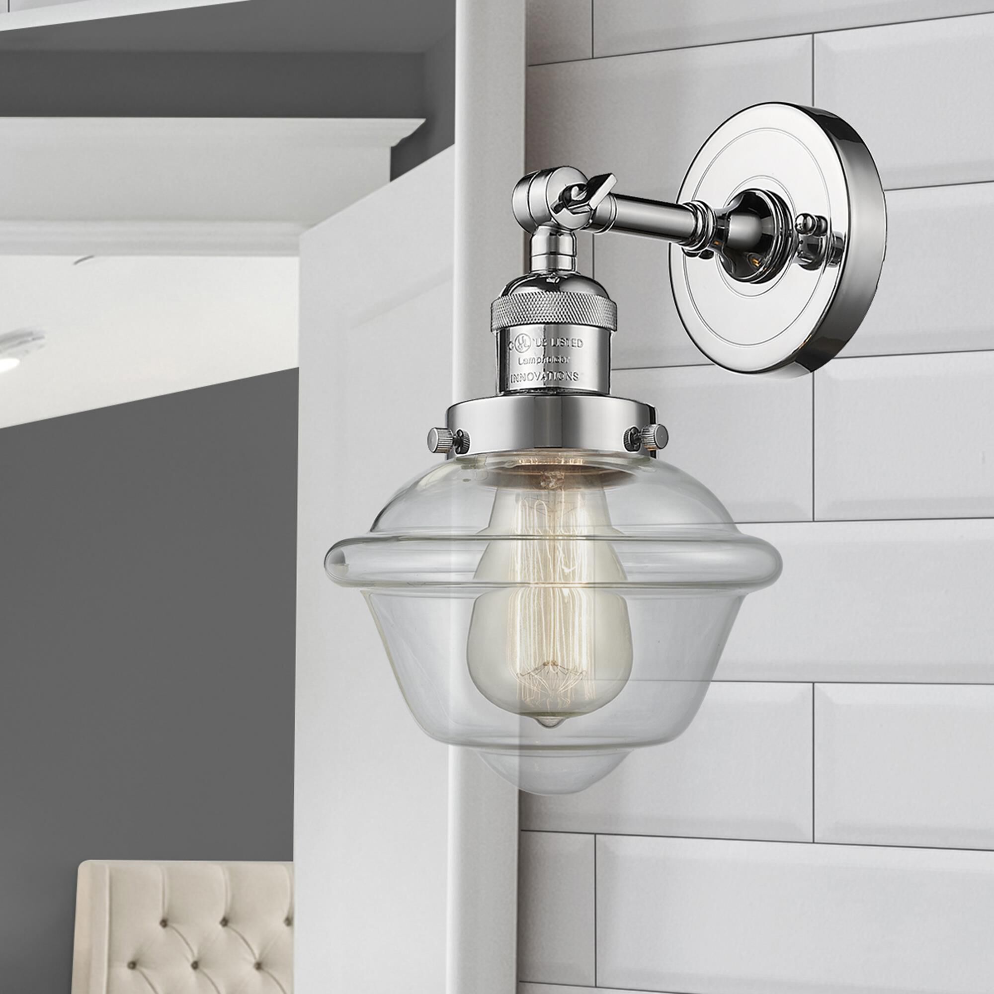 Shown in Polished Chrome finish and Clear glass