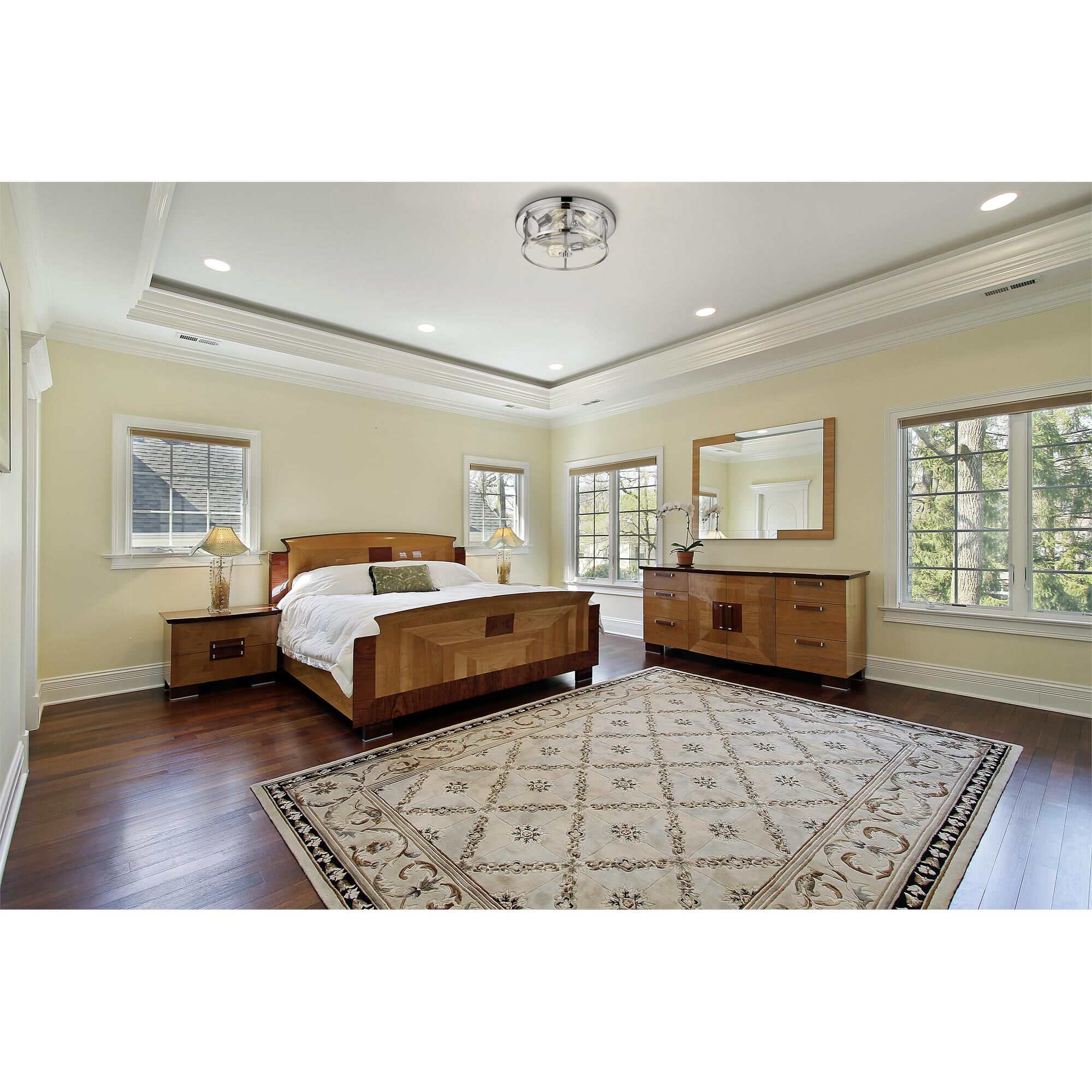 Shown in Chrome finish and Glass shade