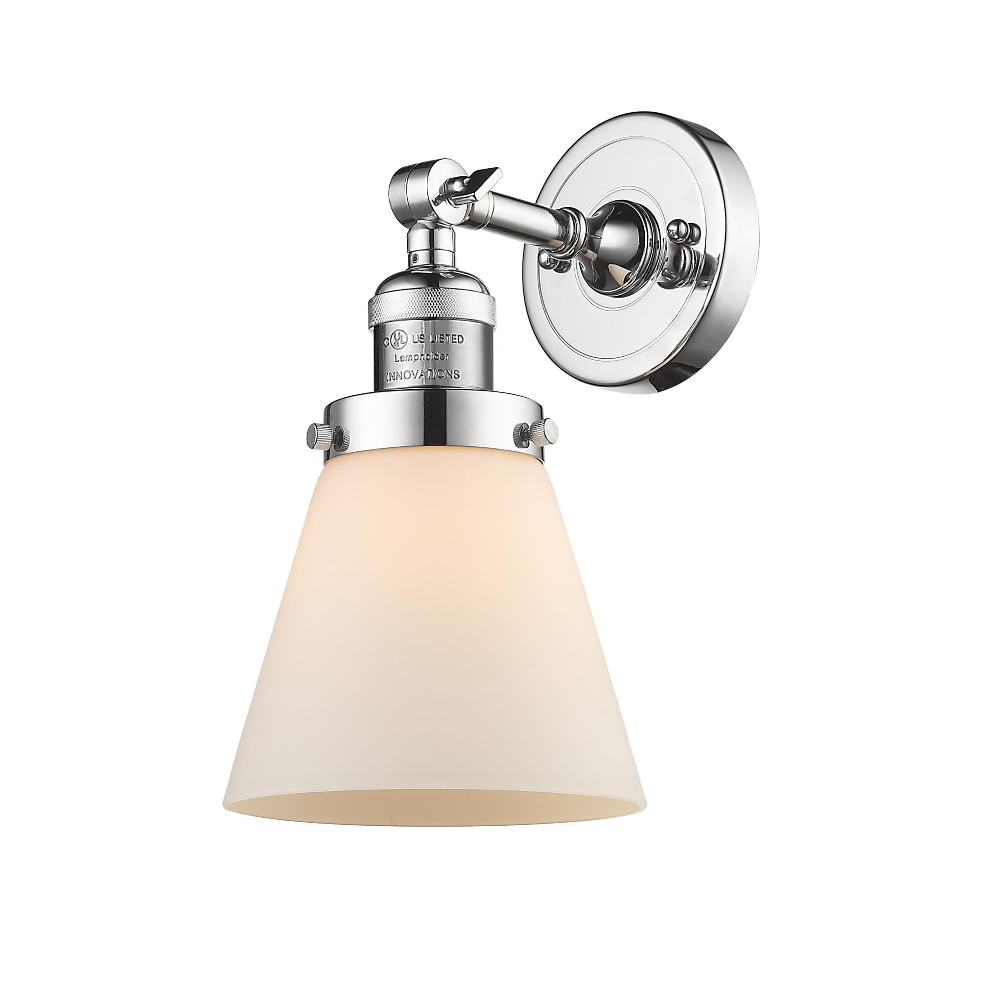 Shown in Polished Chrome finish and Matte White Cased glass