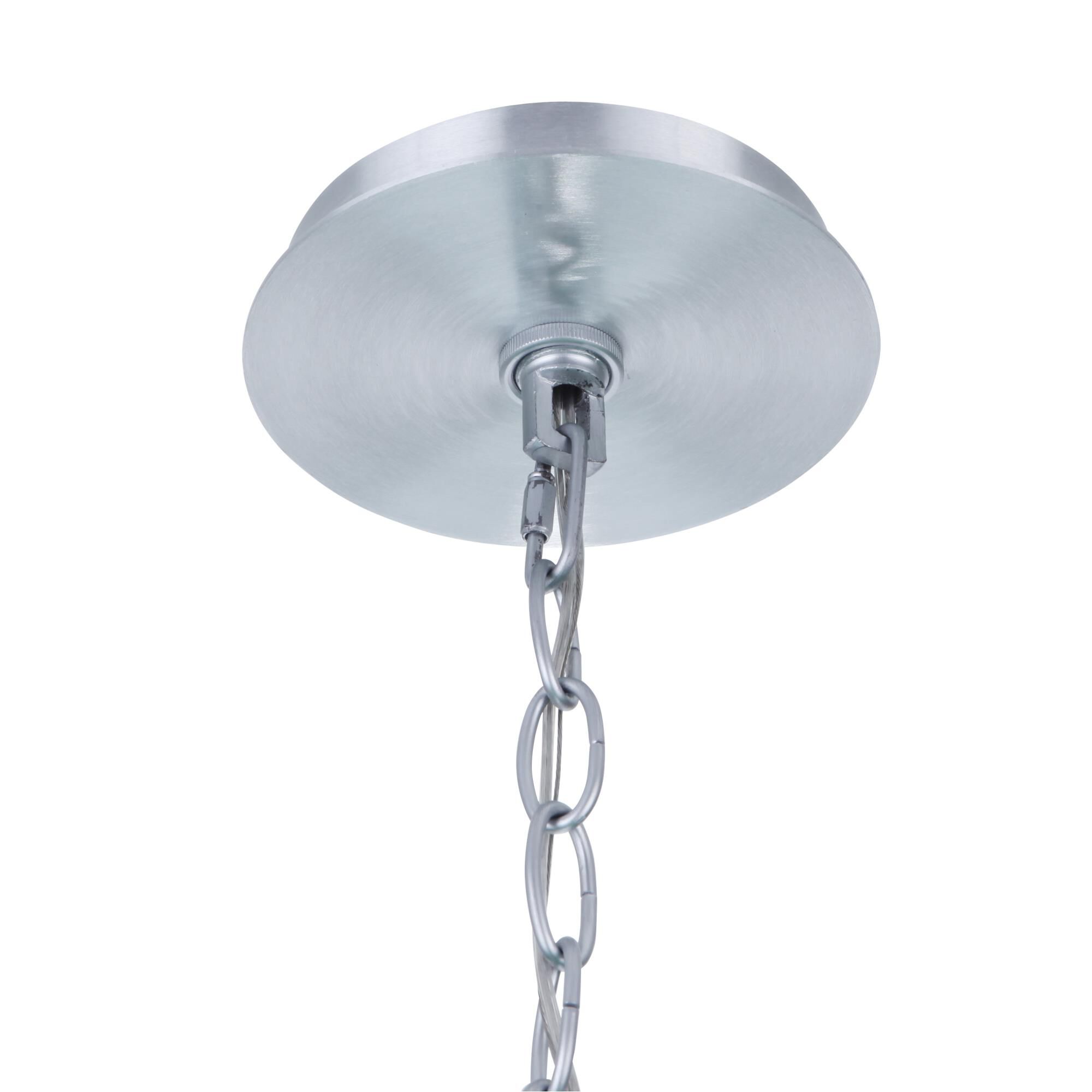 Shown in Satin Aluminum finish and Clear glass and Glass shade
