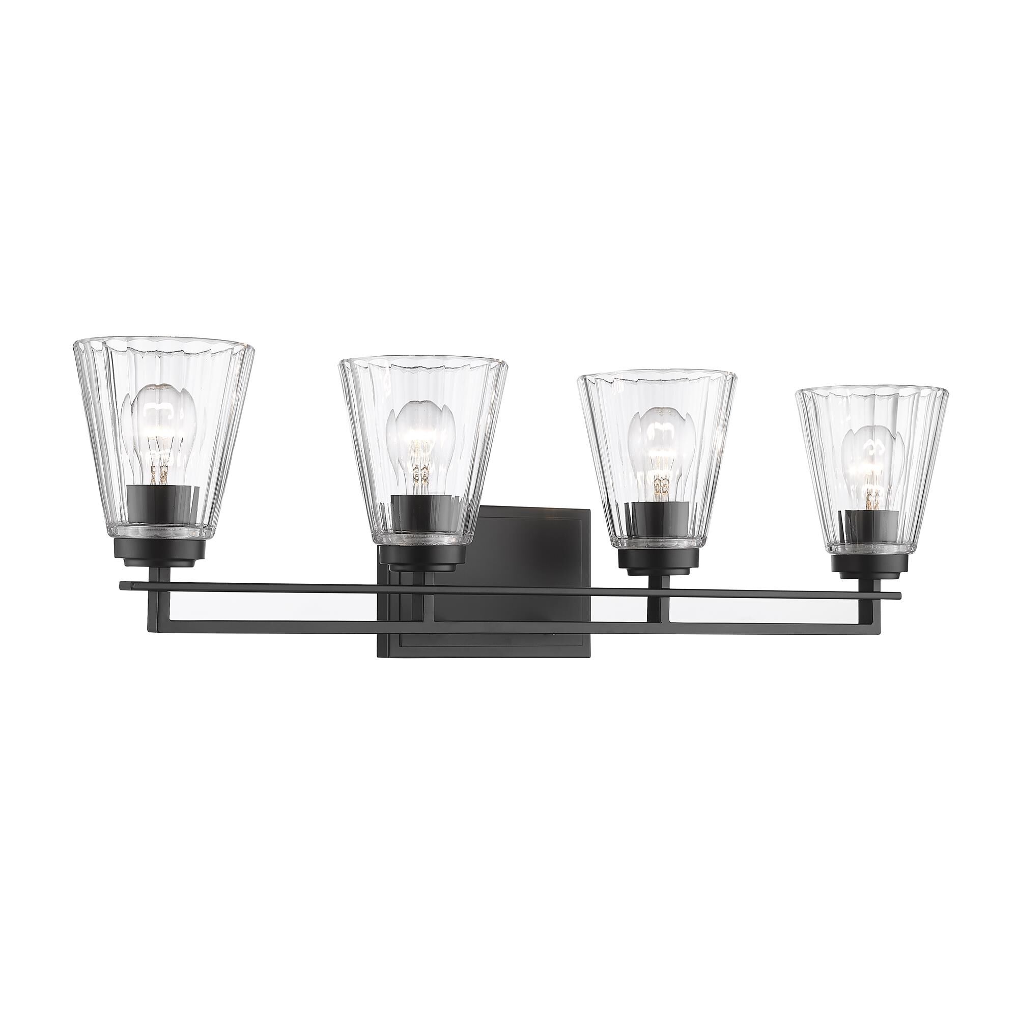Shown in Matte Black finish and Clear glass
