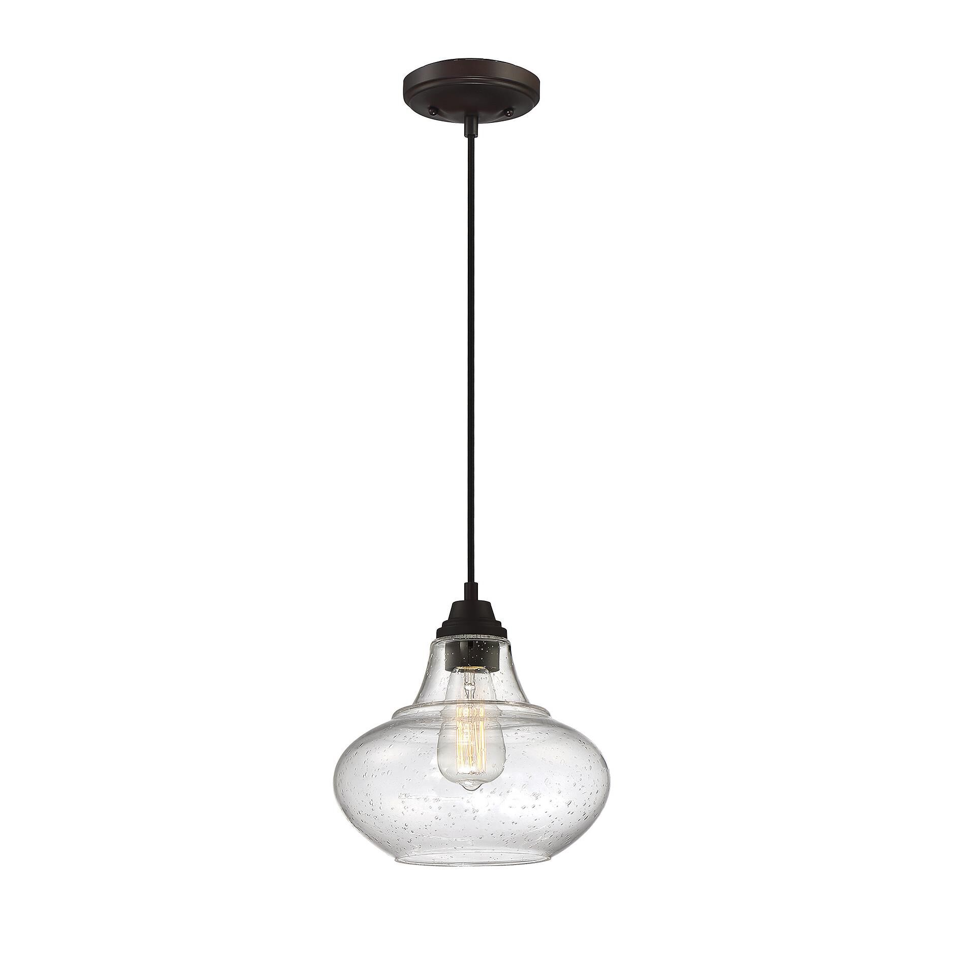 Shown in Oil Rubbed Bronze finish and Clear Seeded glass