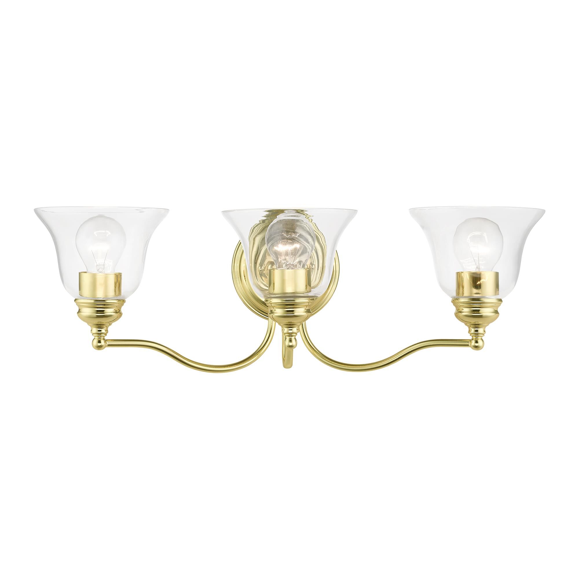 Shown in Polished Brass finish and Hand Blown Clear glass