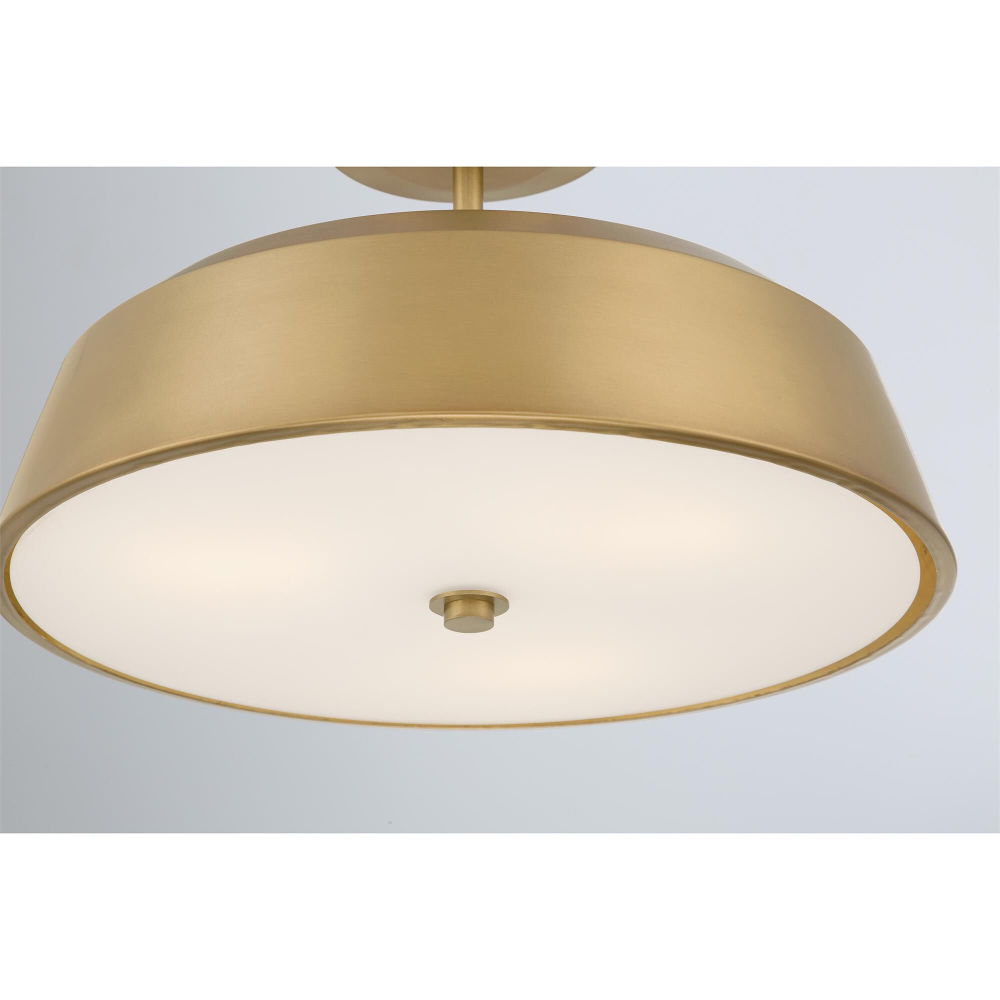 Shown in Legacy Brass finish and Etched White glass