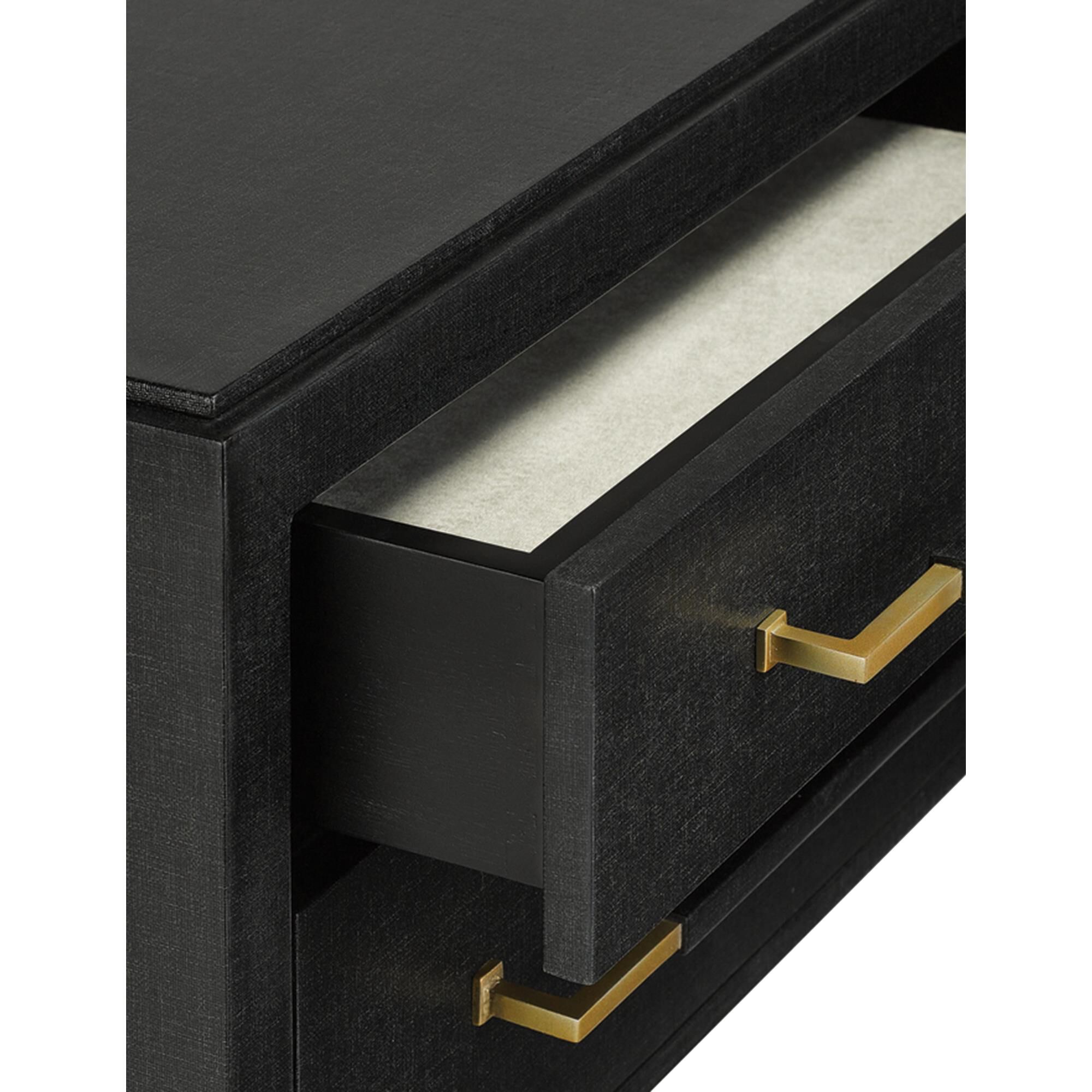 Shown in Black Lacquered Linen-Champagne Stretchers-Linen finish