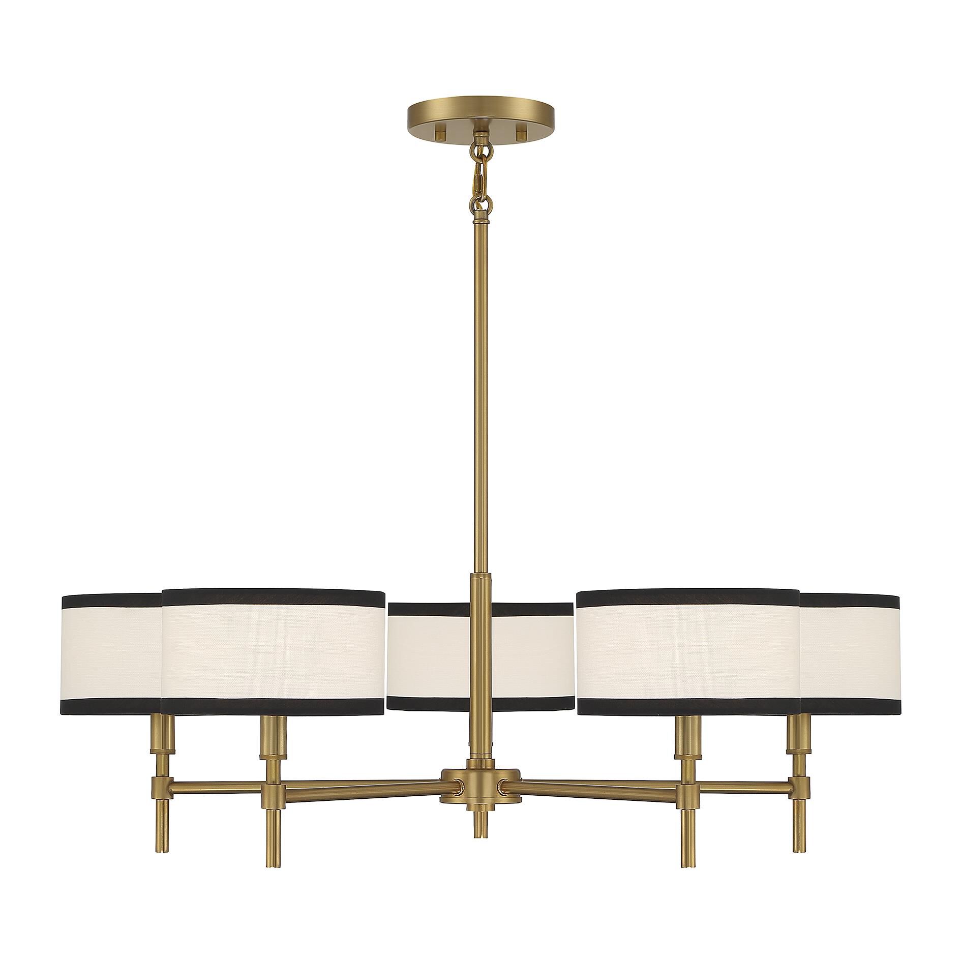 Shown in Natural Brass finish and White Fabric shade