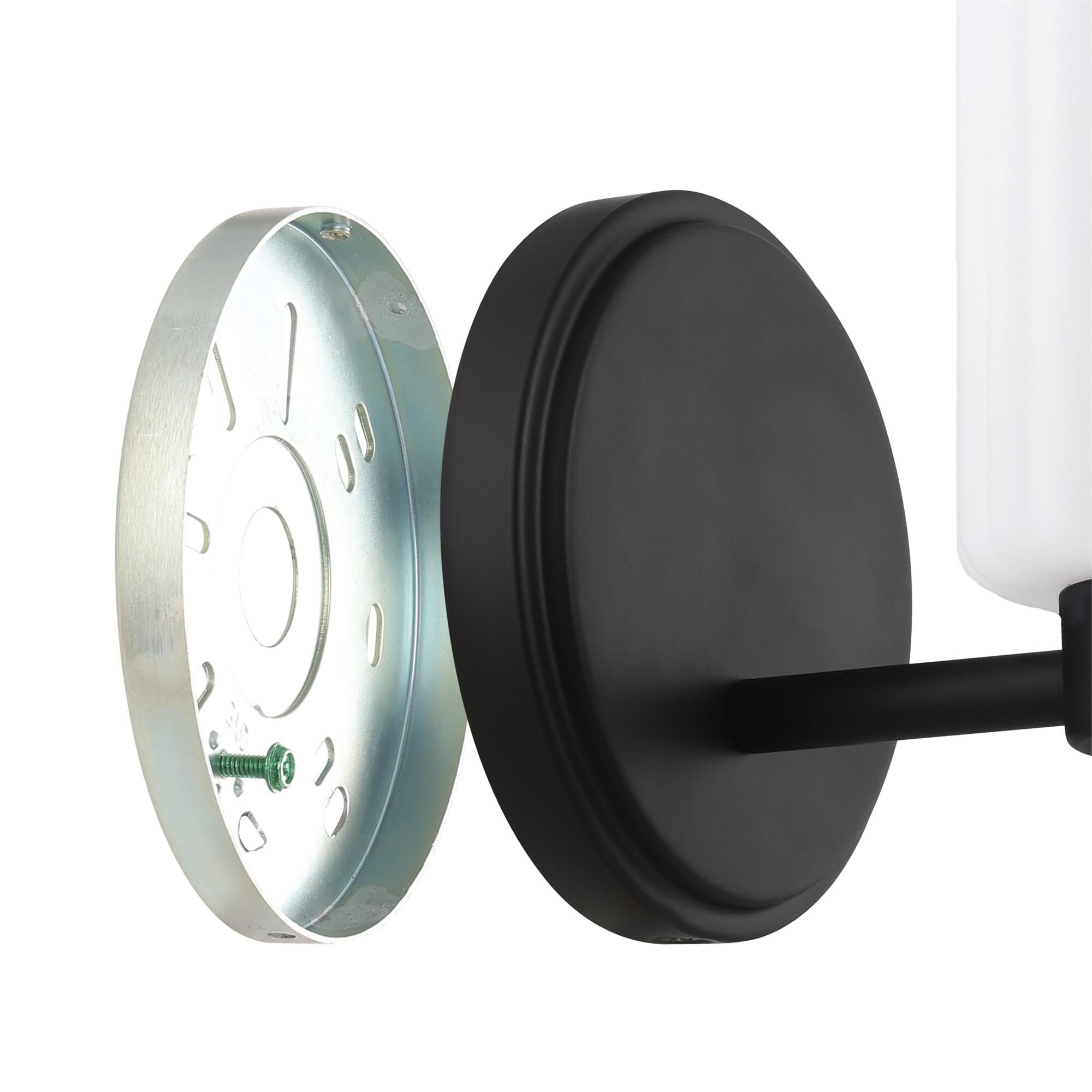 Shown in Matte Black finish and Etched Opal Ribbed glass
