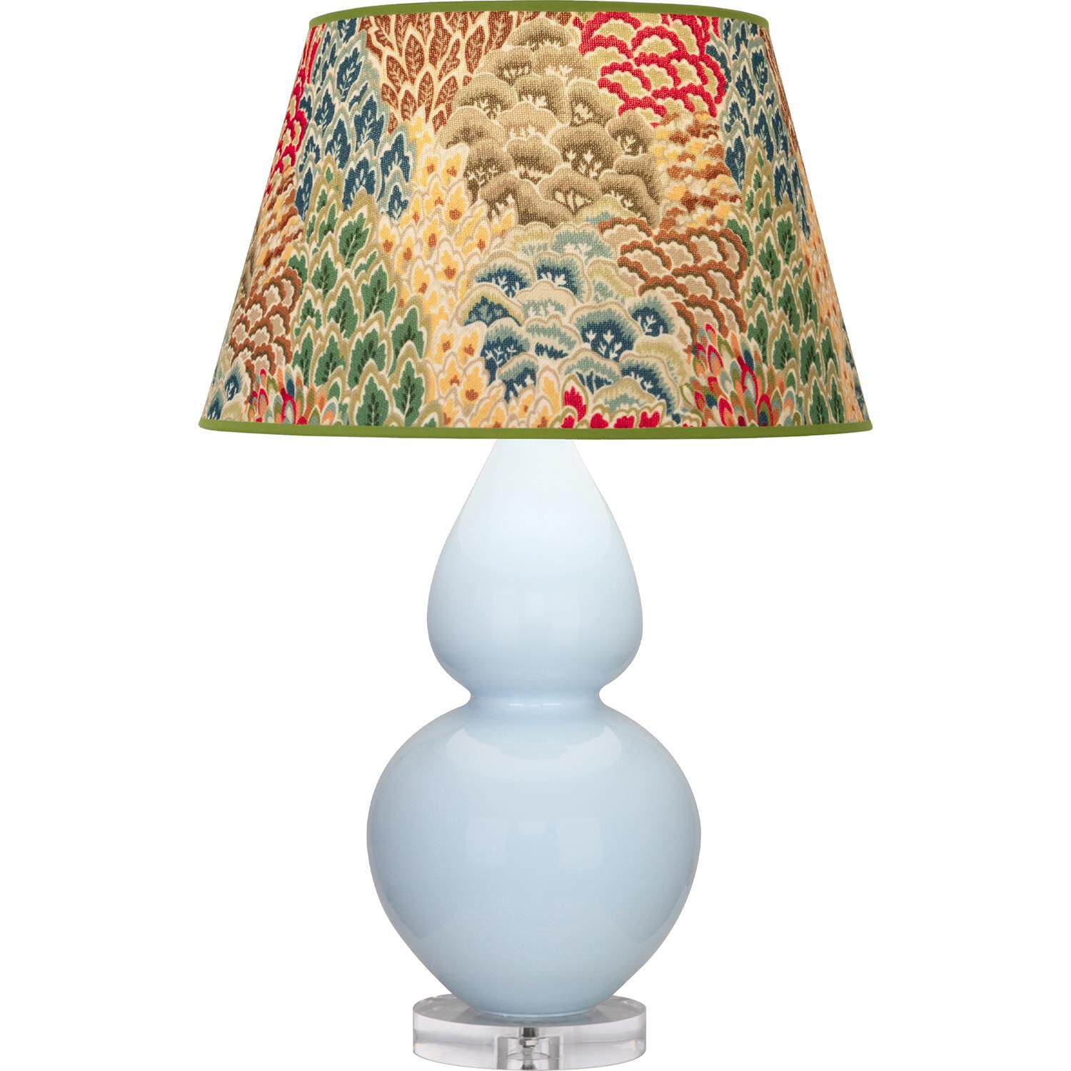 Shown in Baby Blue finish and Fall Floral shade and Lucite accent