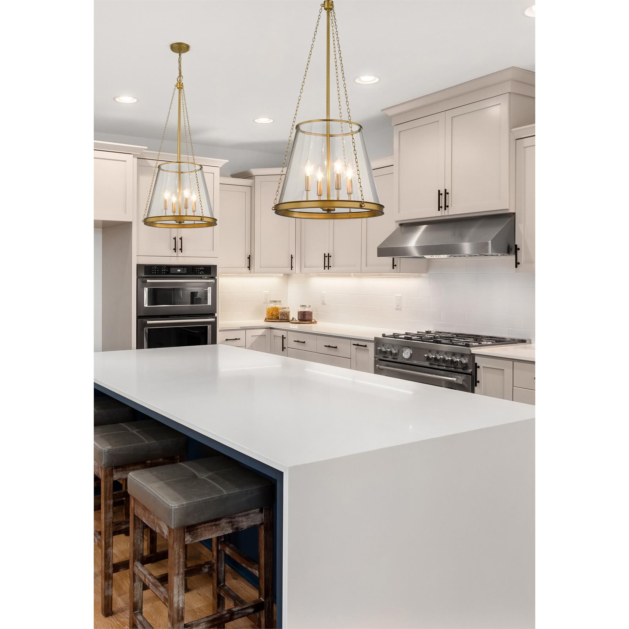 Shown in Rubbed Brass finish and Clear glass and Clear shade