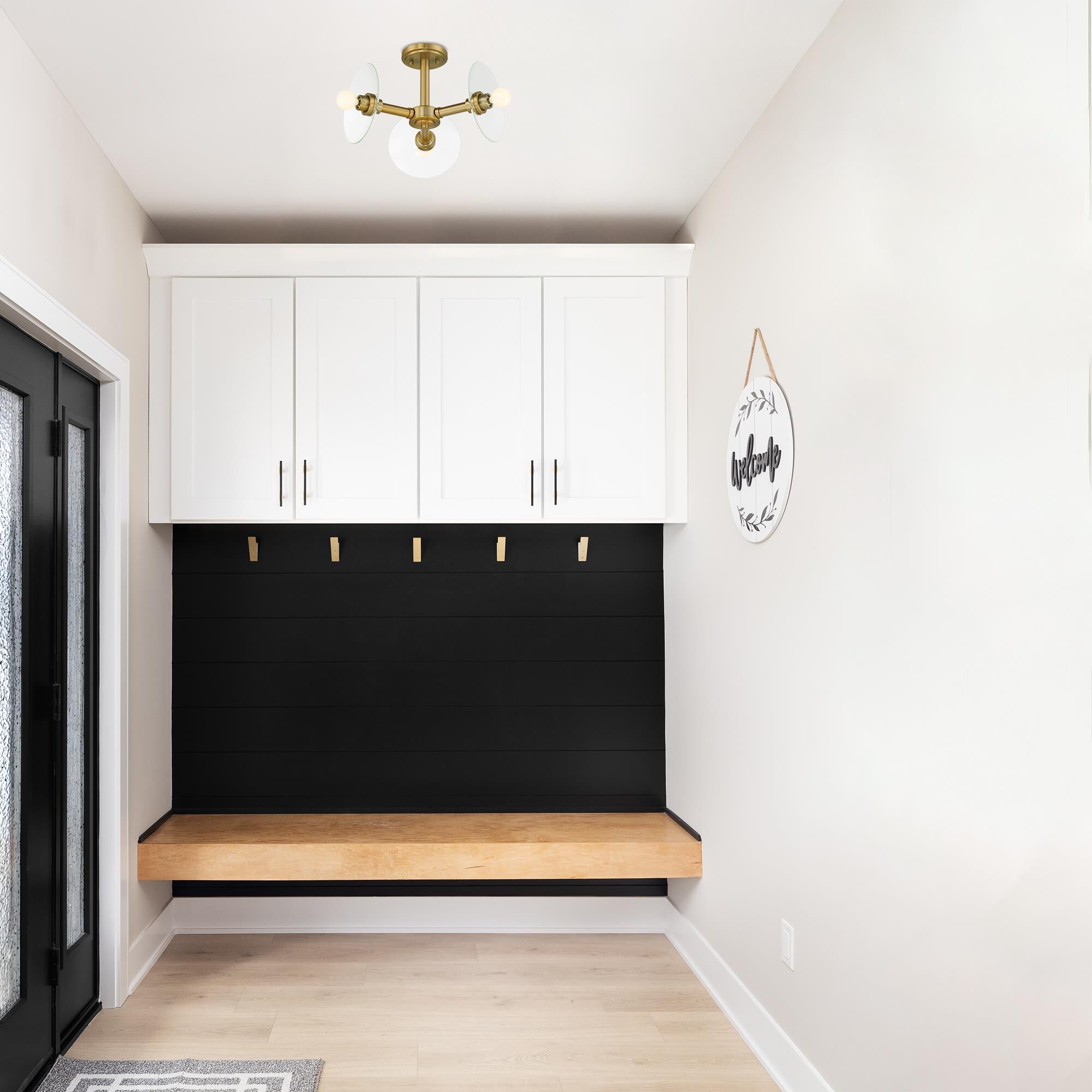 Shown in Brushed Gold finish and Clear glass