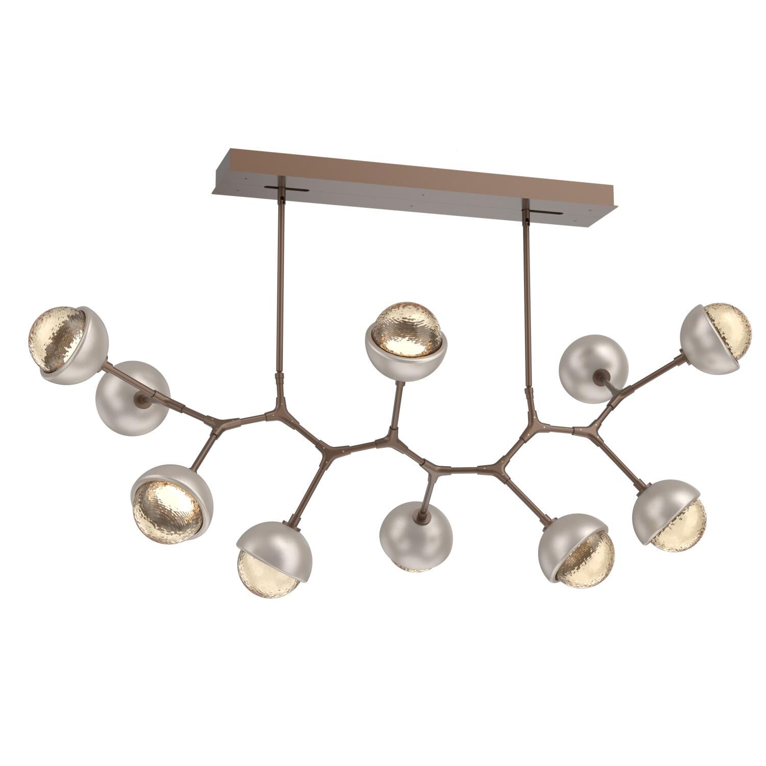 Shown in Burnished Bronze finish and Amber glass and Beige Silver accent