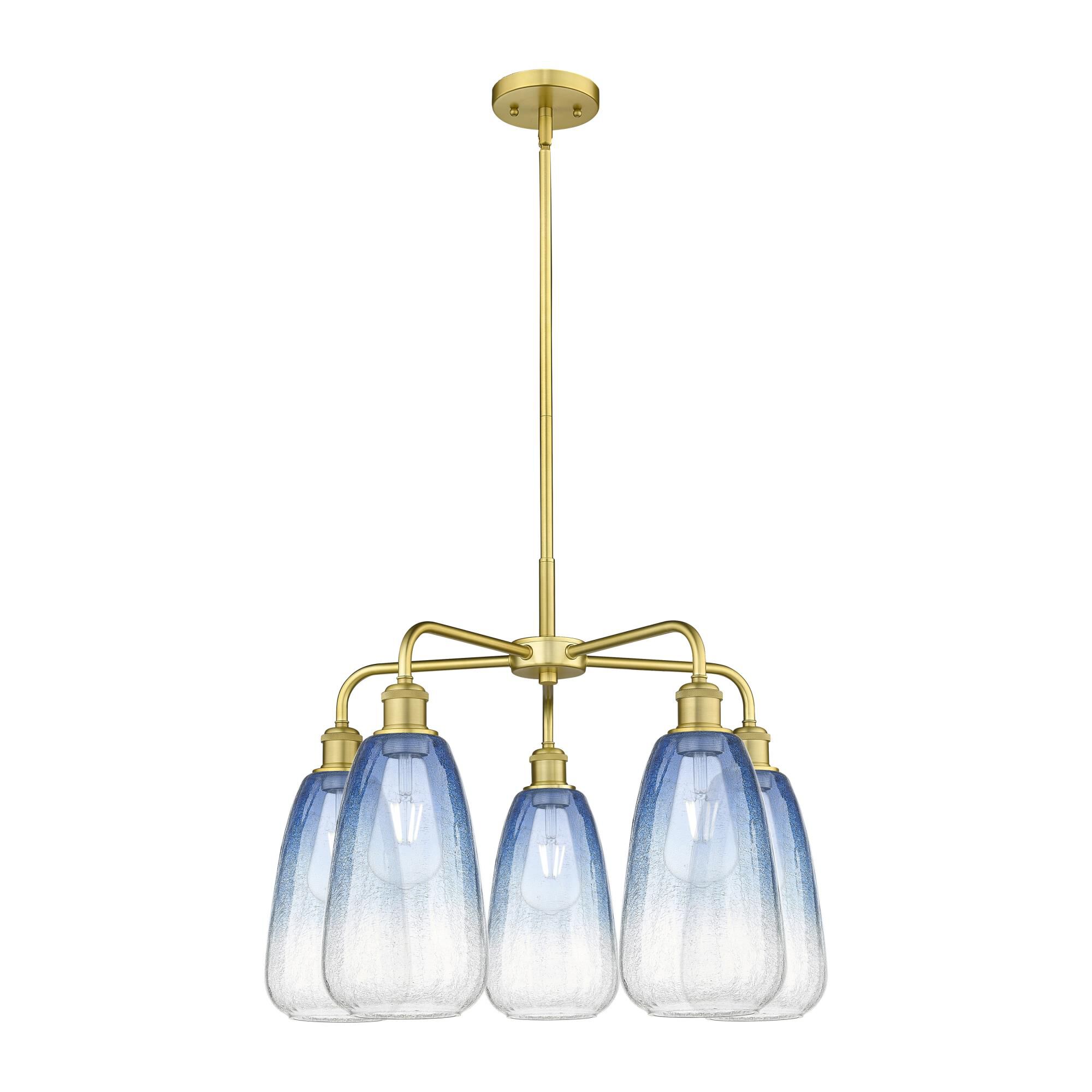 Shown in Satin Gold finish and Sapphire Blue glass