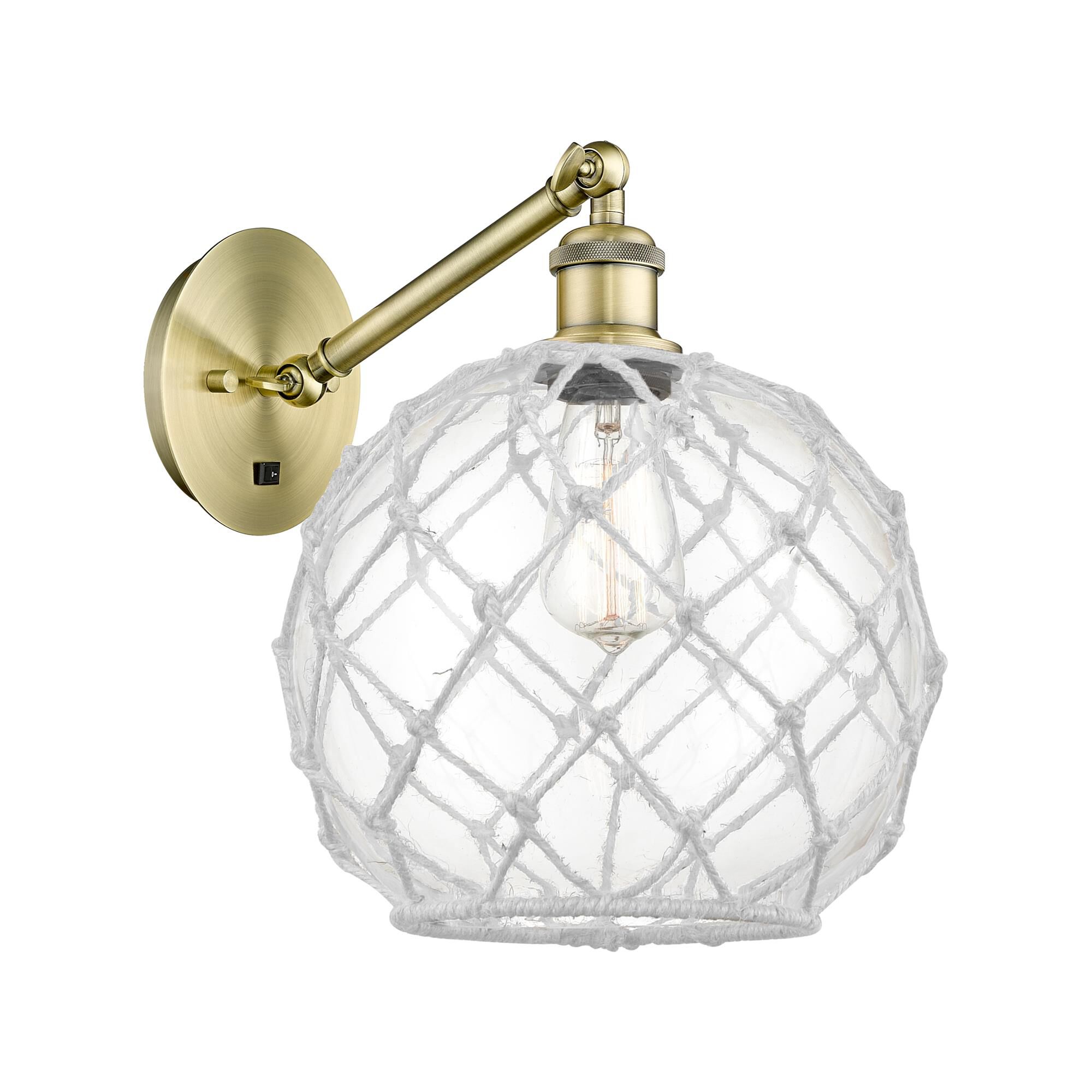 Bruno Marashlian Farmhouse Rope 10 Inch Wall Swing Lamp by Innovations Lighting