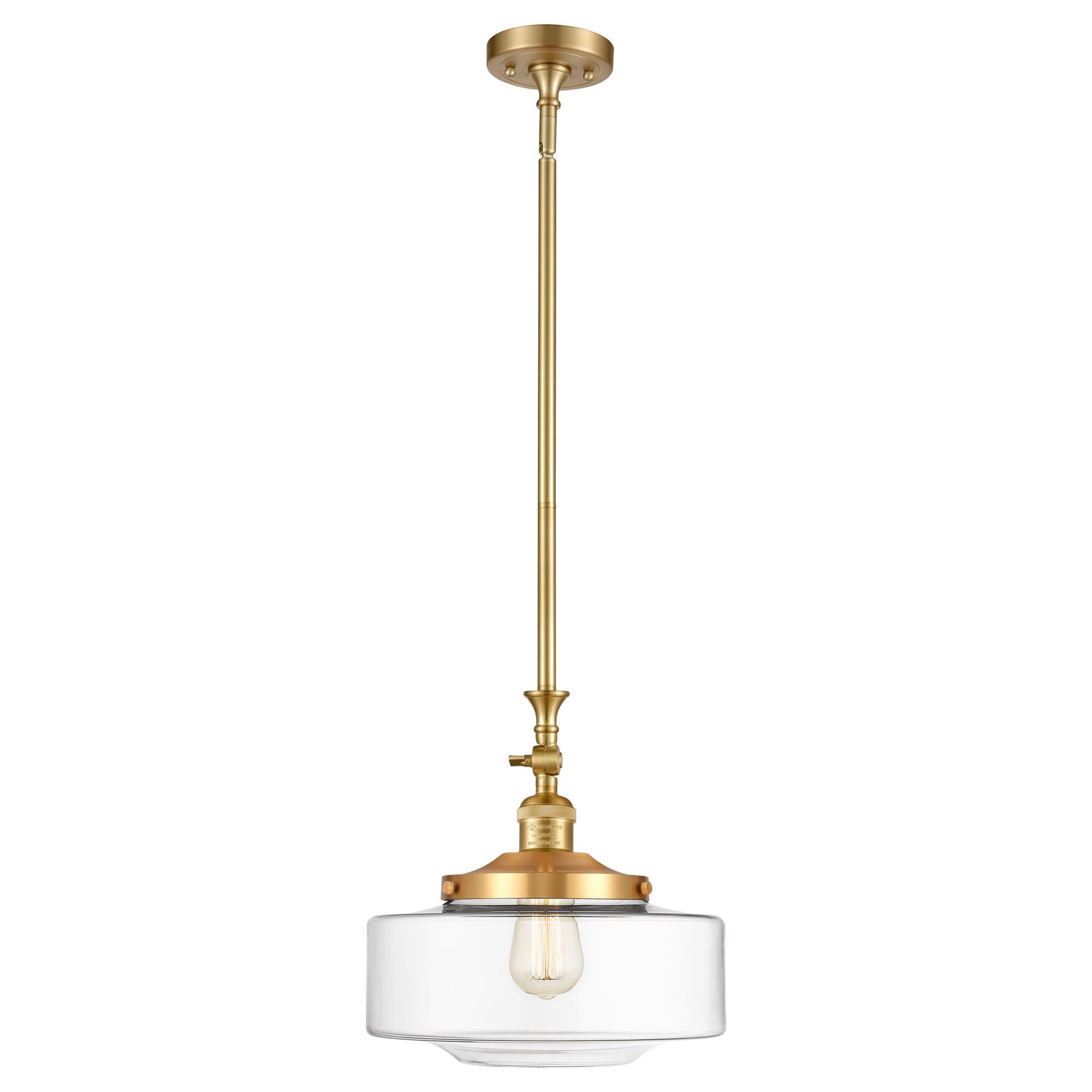 Shown in Satin Gold finish and Clear Large Bridgeton glass