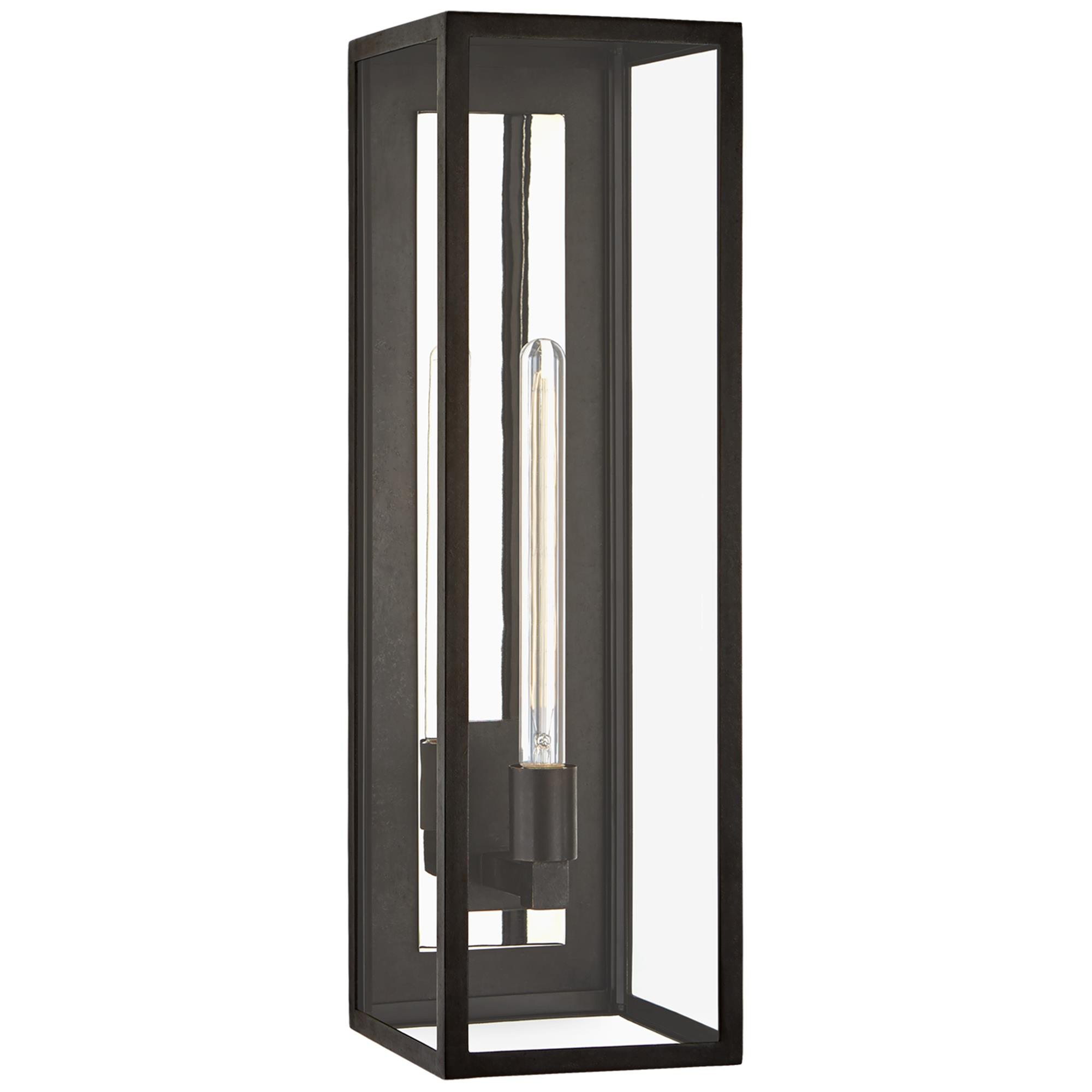 Shown in Aged Iron finish and Clear glass and Clear Glass shade