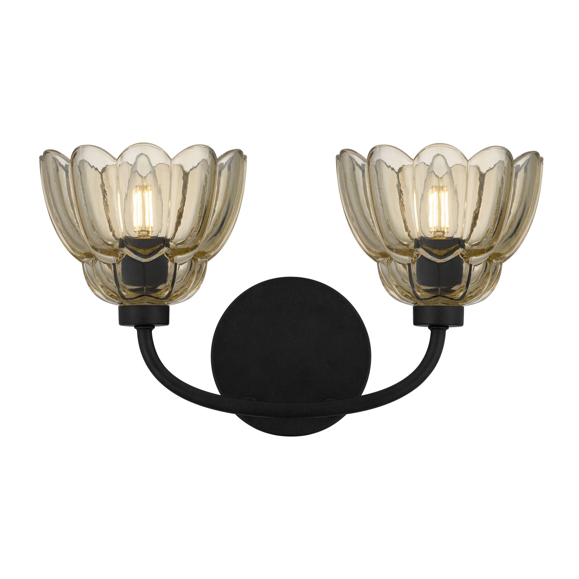 Shown in Mottled Cocoa finish and Amber Glass shade