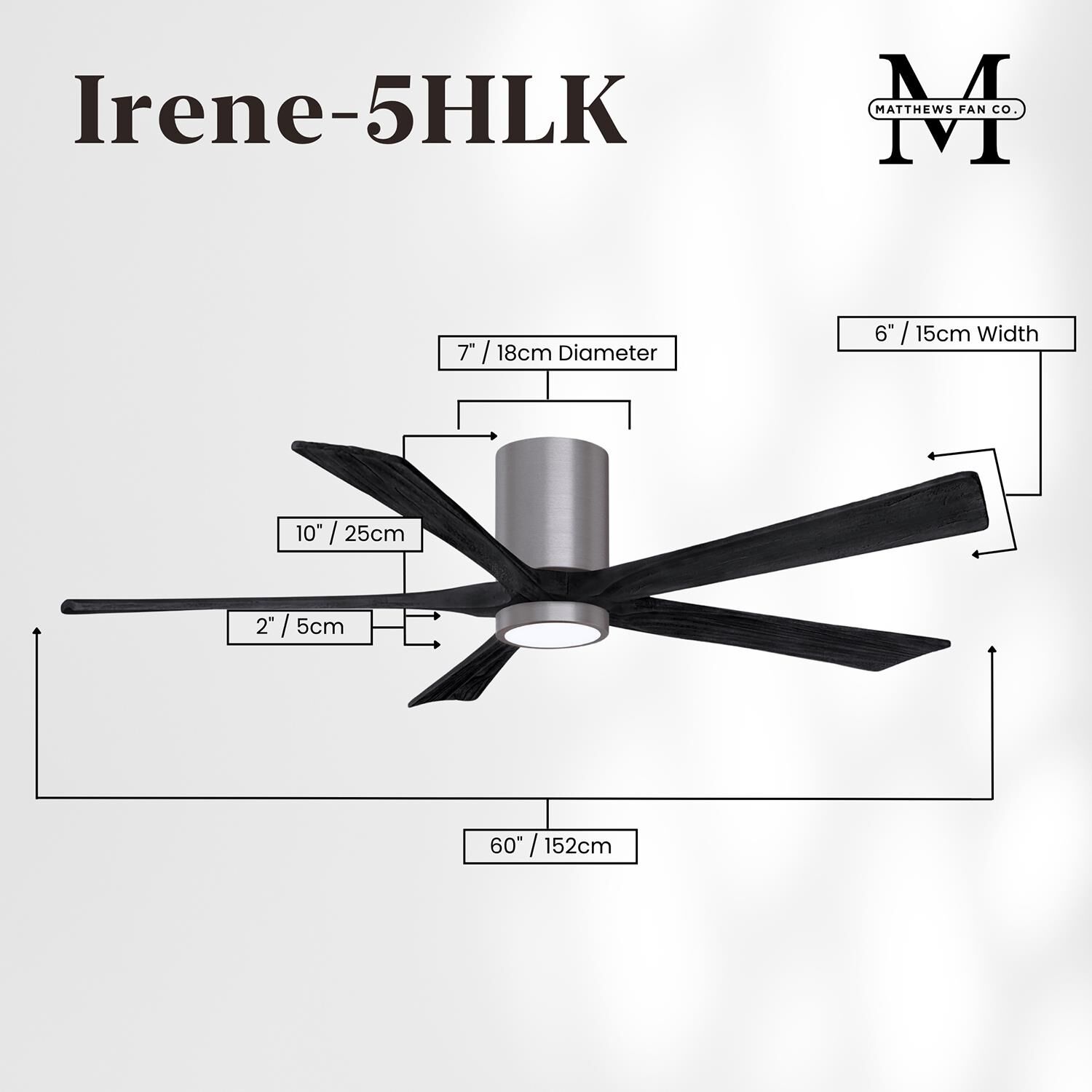 Irene 60 Inch Flush Mount Fan with Light Kit by Matthews Fan Company