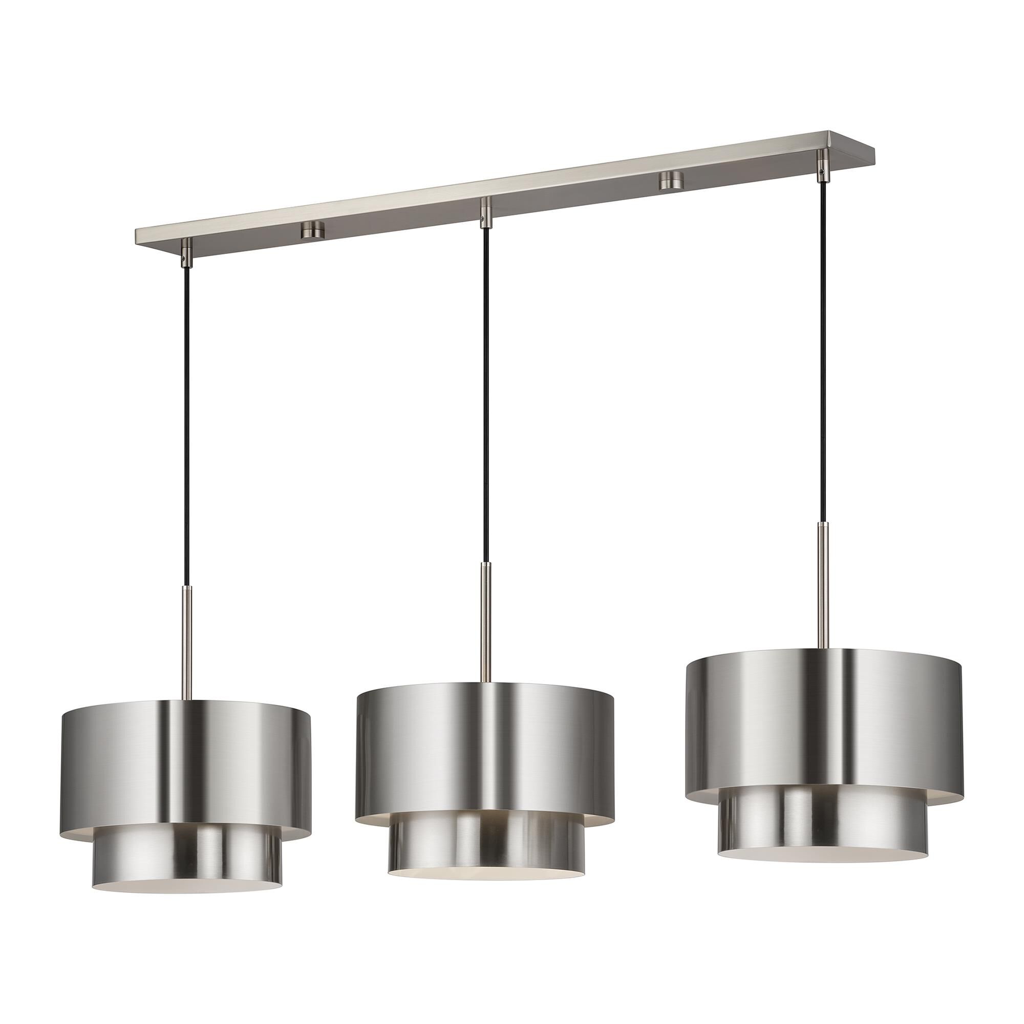 Shown in Brushed Nickel finish and Brushed Nickel Steel with Shiny White Inside shade