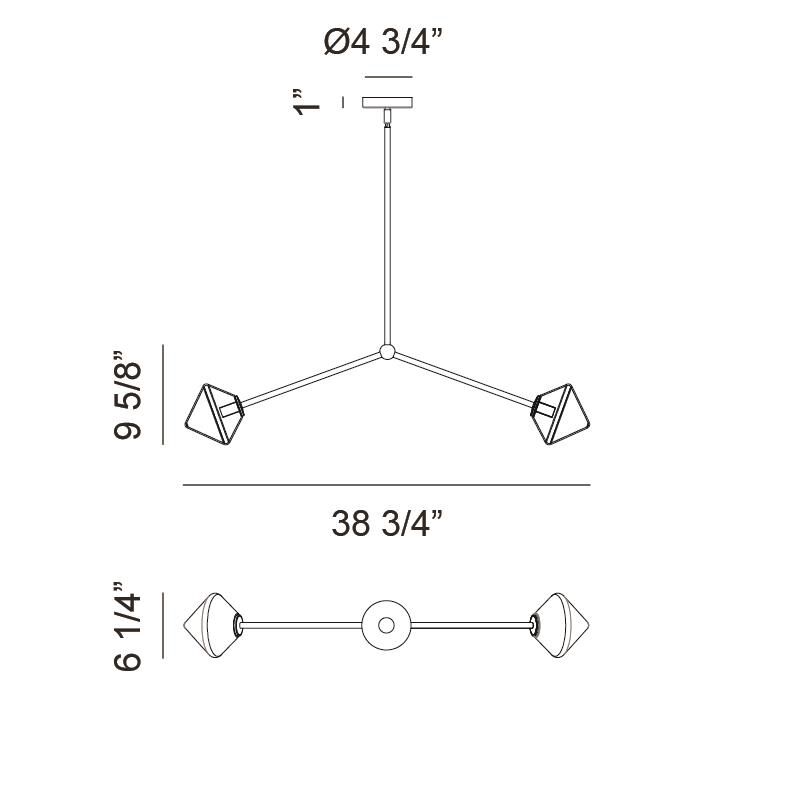 Novo 38 Inch 2 Light Linear Suspension Light by Matteo Lighting