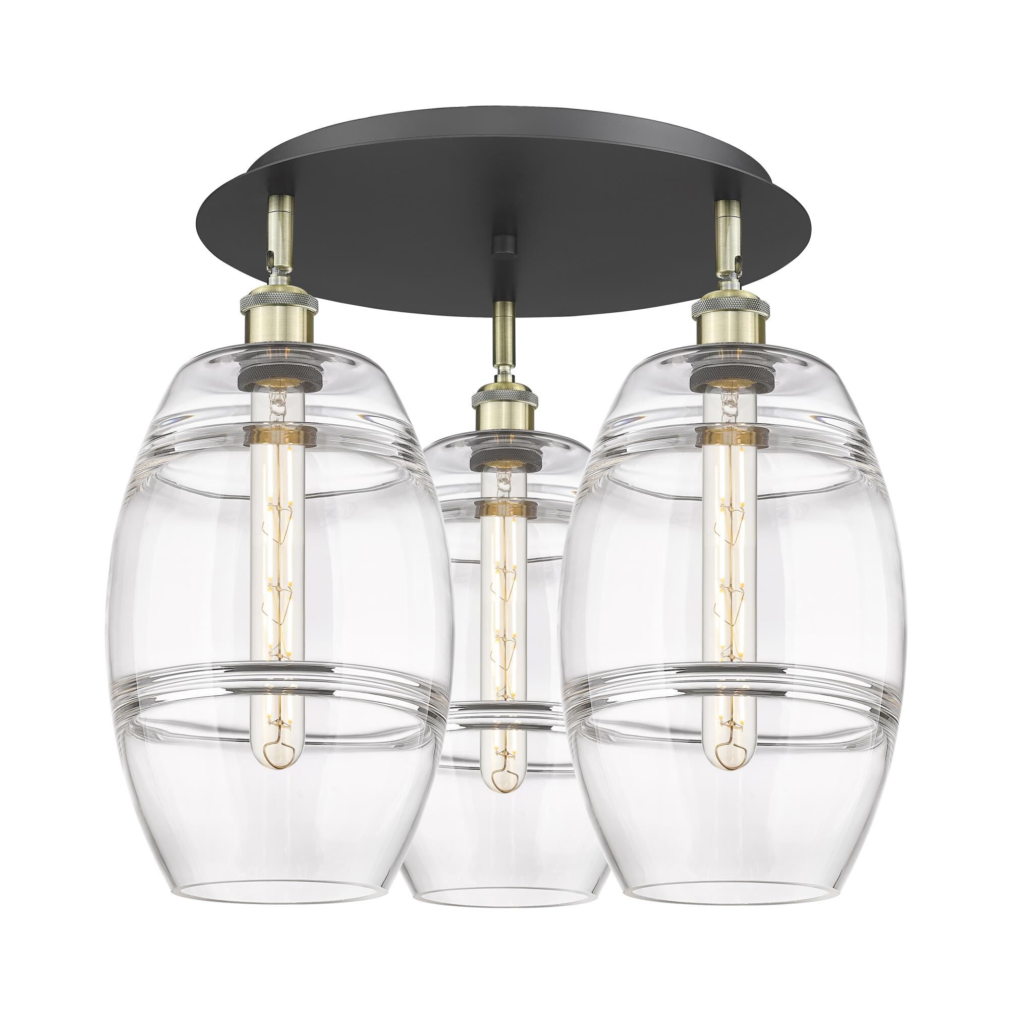 Shown in Black Antique Brass finish and Clear glass