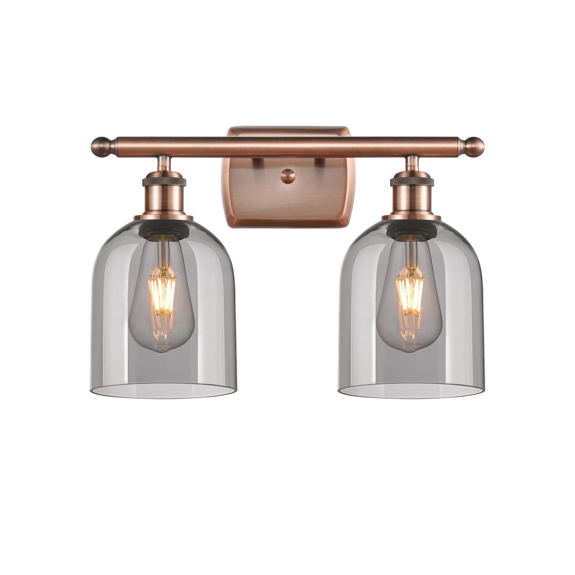 Shown in Antique Copper finish and Light Smoke glass