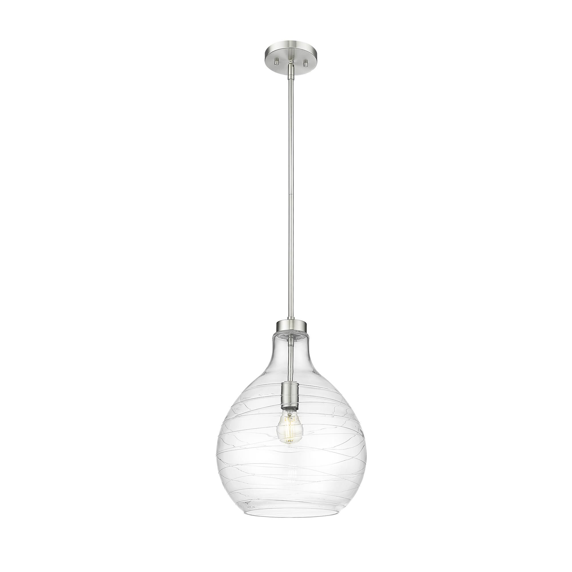 Shown in Brushed Nickel finish and Clear glass and Clear shade