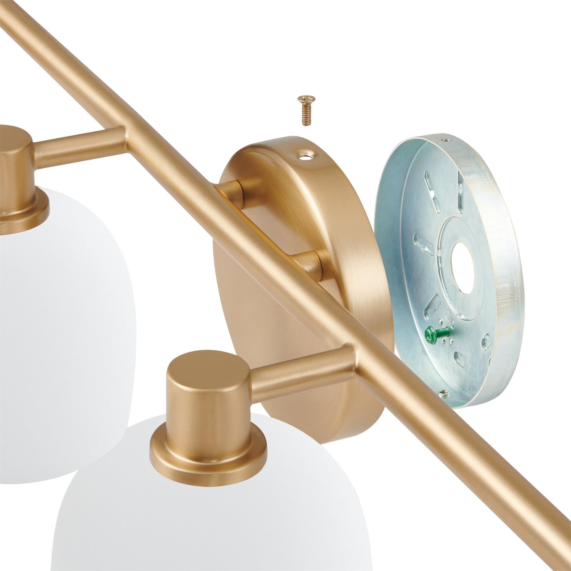 Shown in Champagne Gold finish and Etched Opal glass