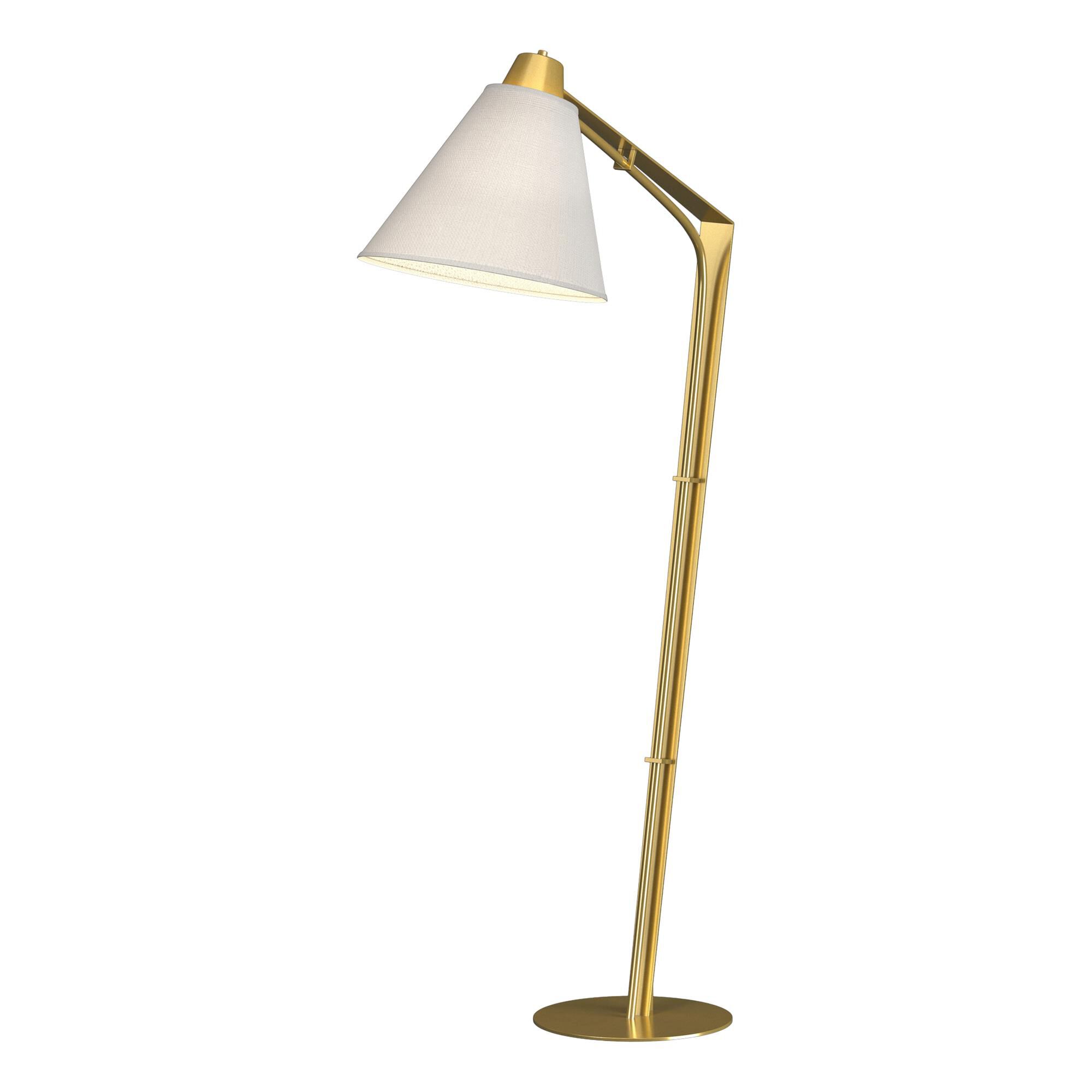 Shown in Modern Brass finish and Natural Anna shade