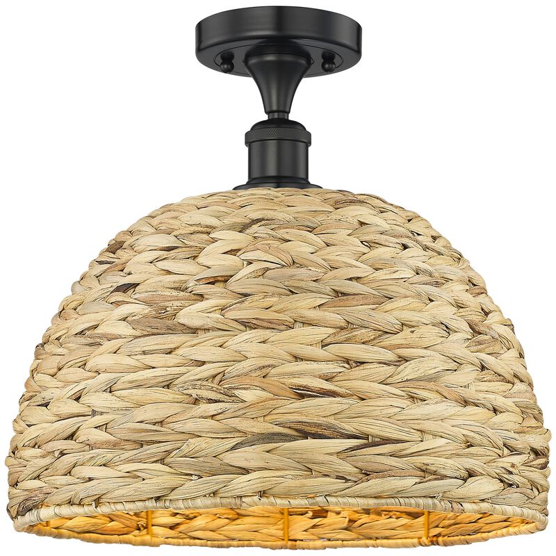 Bruno Marashlian Woven Rattan 16 Inch Semi Flush Mount by Innovations Lighting