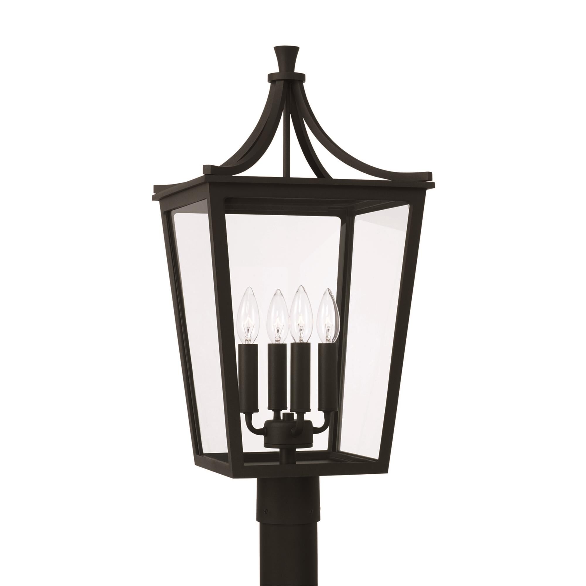 Shown in Black finish and Clear glass