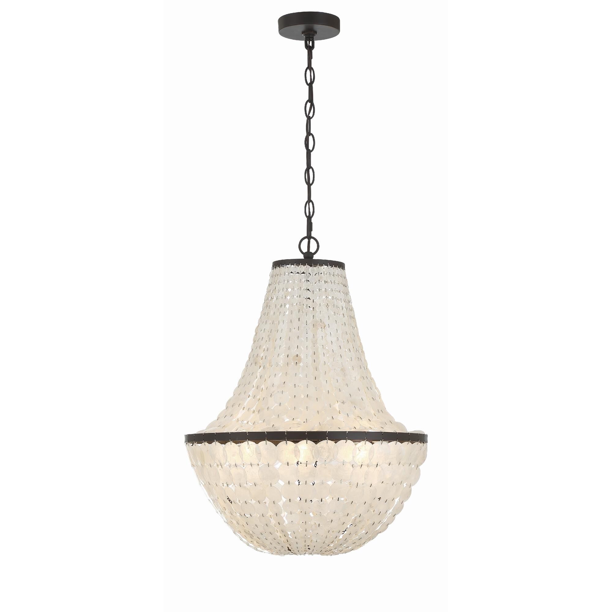 Shown in Dark Bronze finish and Capiz Shell crystal