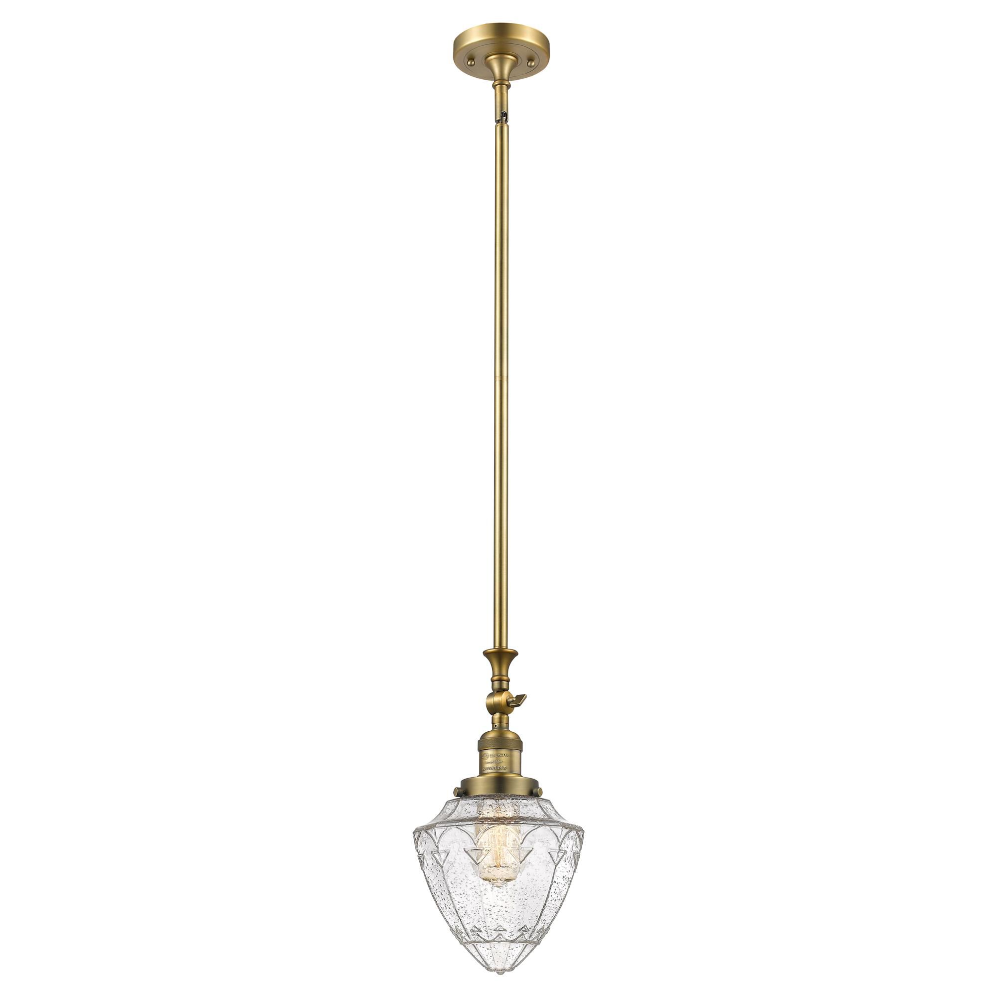 Shown in Brushed Brass finish and Seedy Small Bullet glass