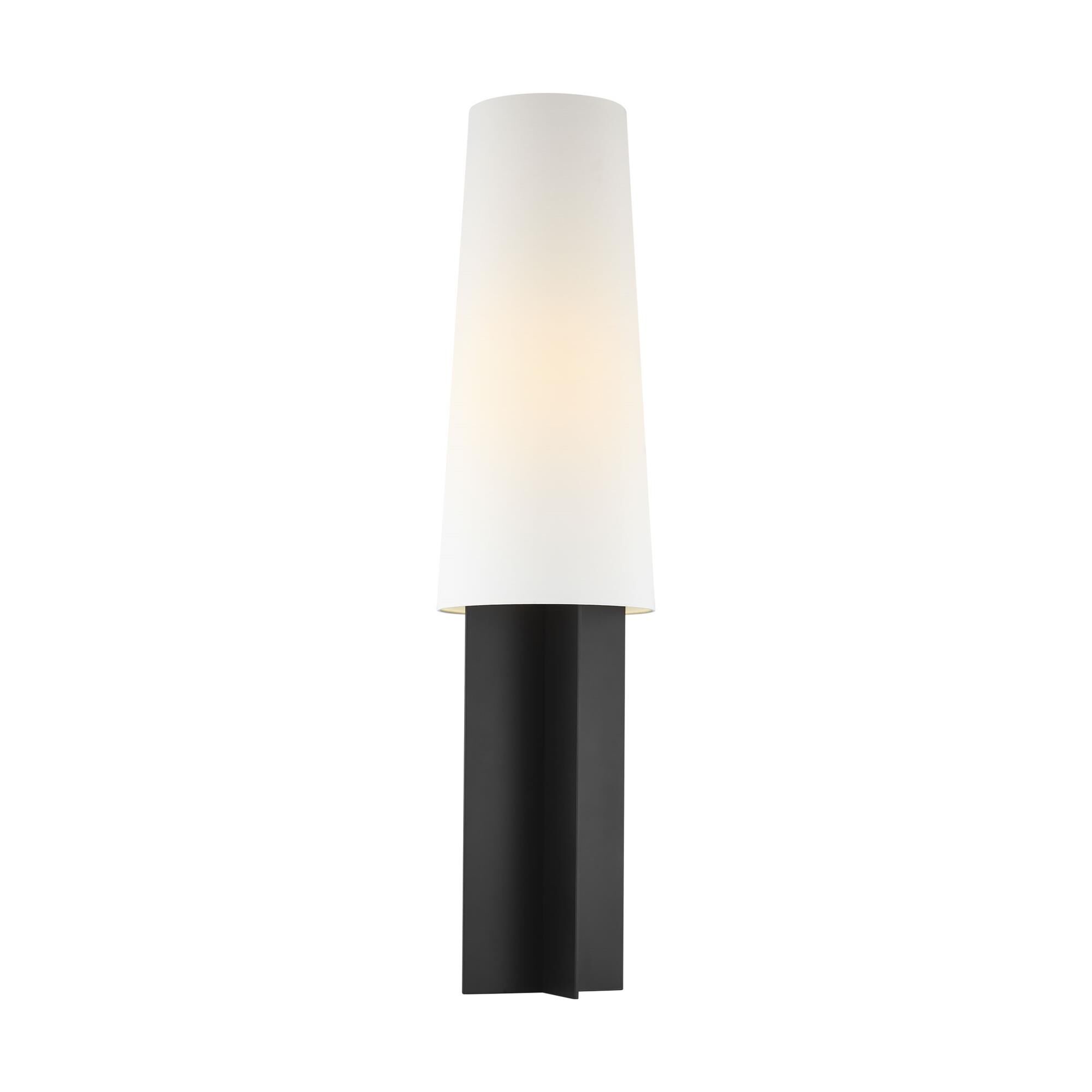 Shown in Midnight Black finish and White Linen shade