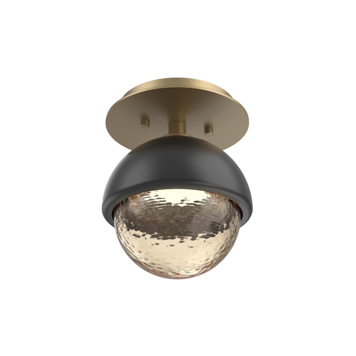 Shown in Gilded Brass finish and Amber glass and Matte Black accent