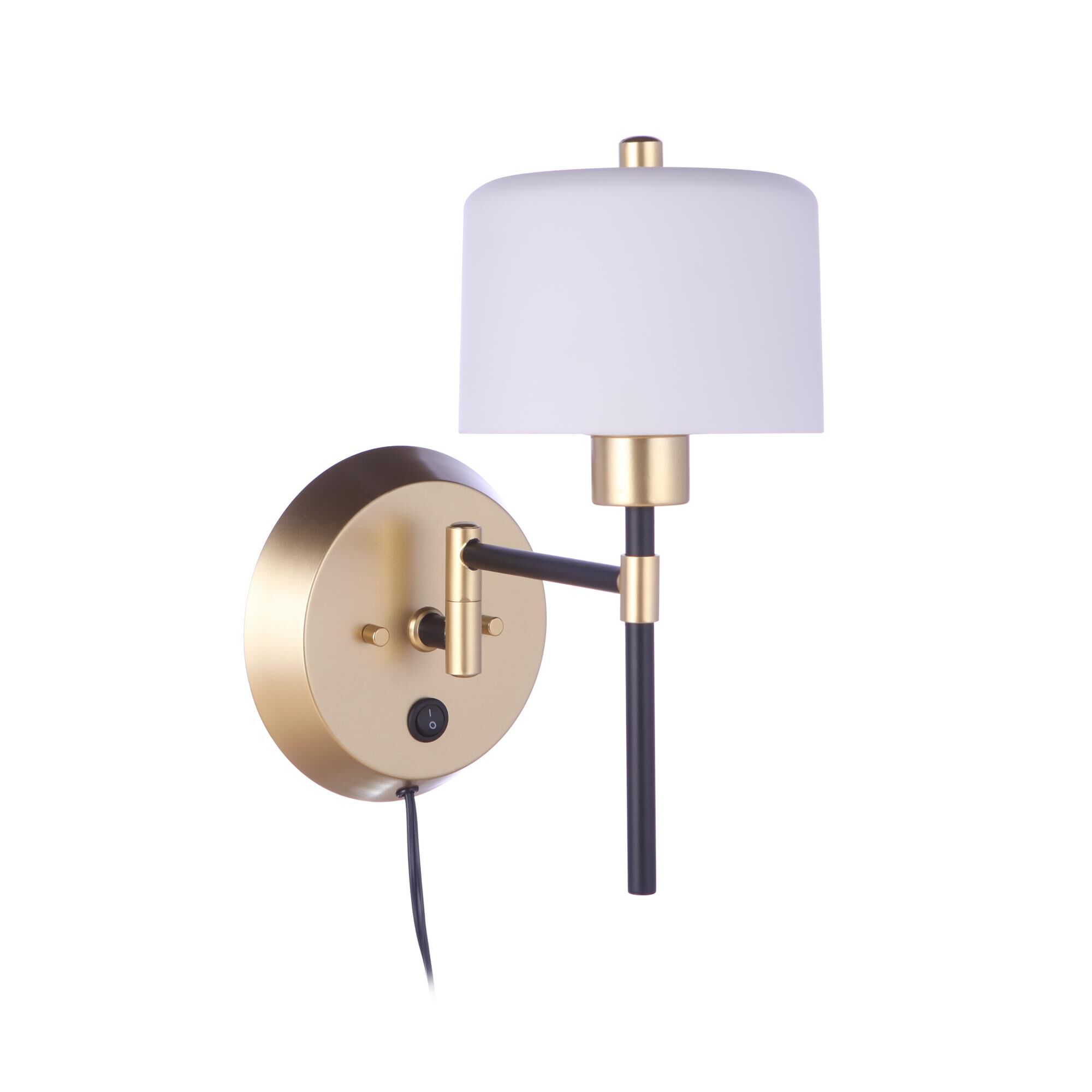 Shown in Flat Black / Sunset Gold finish and Frostwhite glass