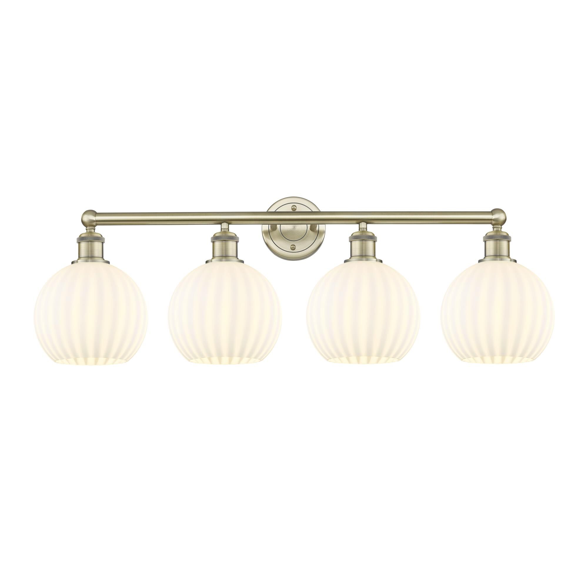 Shown in Antique Brass finish and White Venetian glass